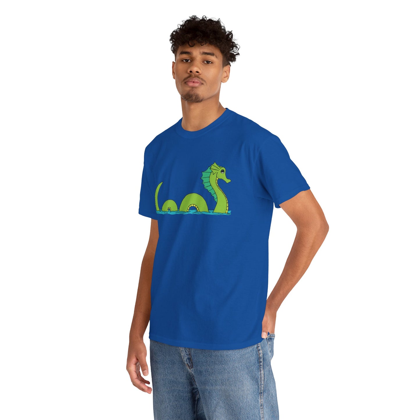 Sea Serpent T-shirt Unisex Heavy Cotton Tee - Mens Womens Loch Ness Sea Monster