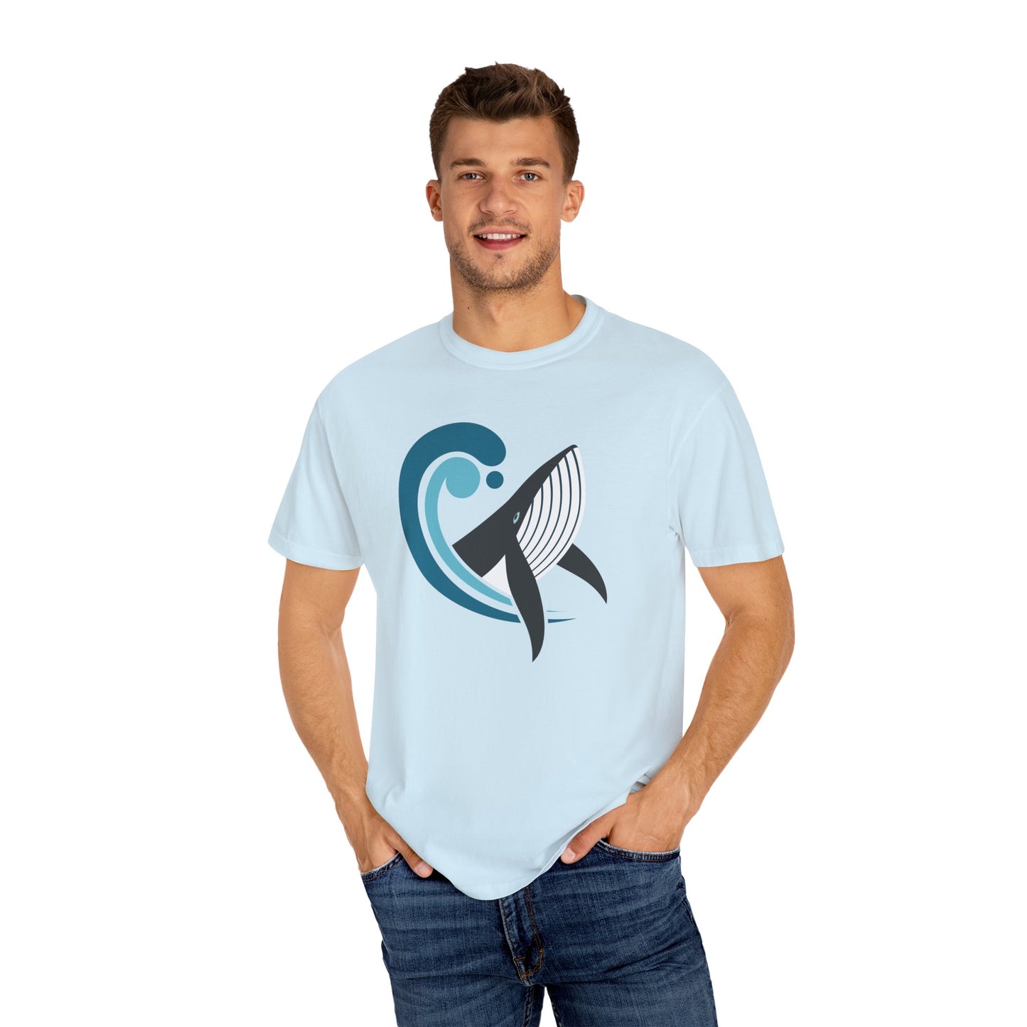 Majestic Whale T-shirt Unisex Mens Womens Garment-Dyed Tee with Sea Animal Whale rint