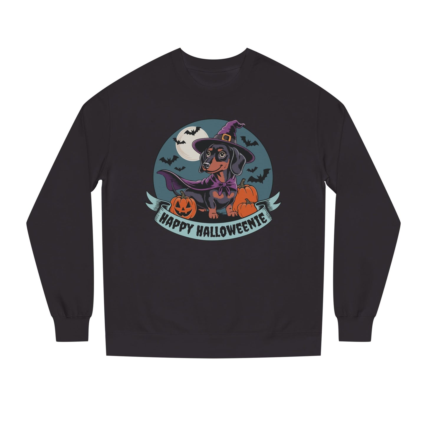 Spooky Dachshund Halloween Sweatshirt, Happy Halloweenie Witchy Weiner Long Dog Shirt, Funny Halloween Outfit, Crewneck Sweatshirts