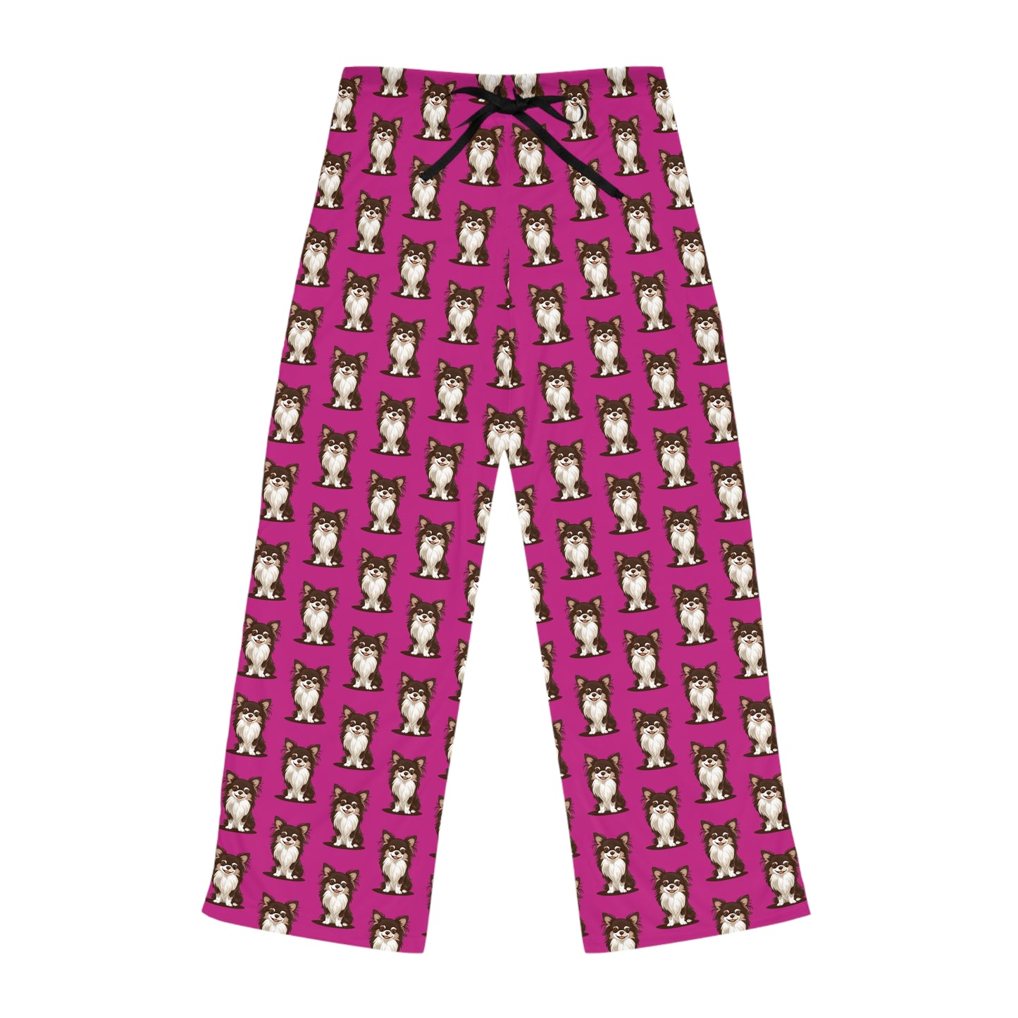 Long Haired Chihuahua Dog Hot Pink Women's Pajama Pants with Chihuahuas Puppy Pet Dog Pattern