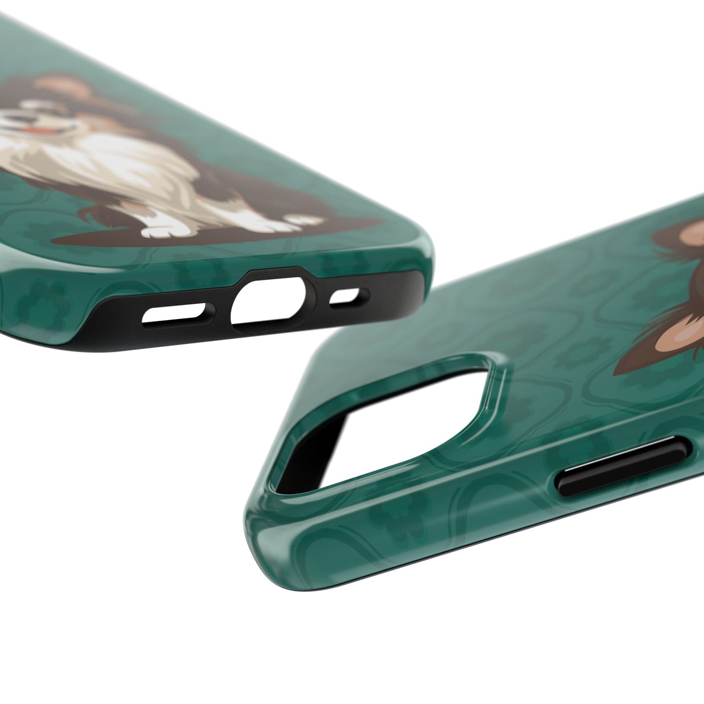 Long Haired Chihuahua Dog Phone Case, Tough Phone Cases Pet Dogs Teal Pattern