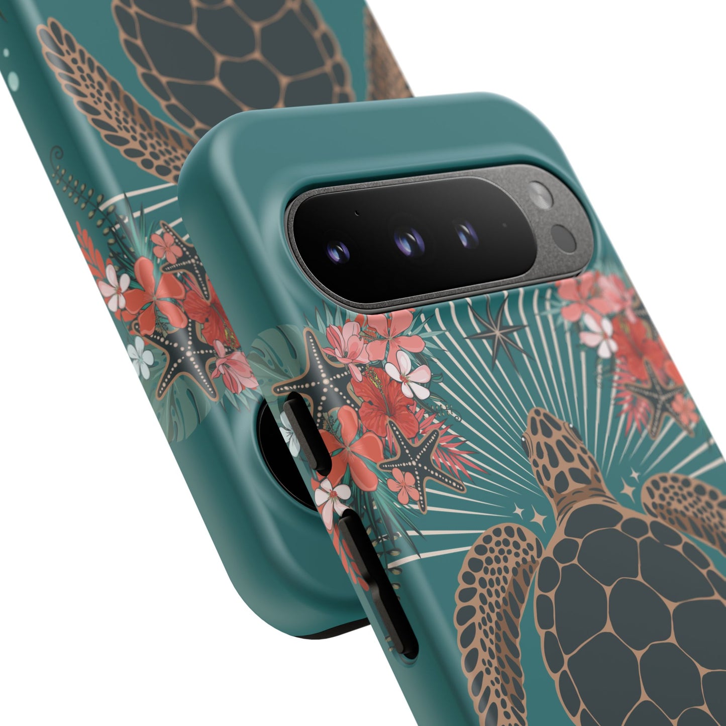 Sea Turtle Illustration Phone Case | Ocean Turtles Coral Floral Pattern Cell Phone Cases - Iphone, Google Pixel, Samsung - Matte Finish