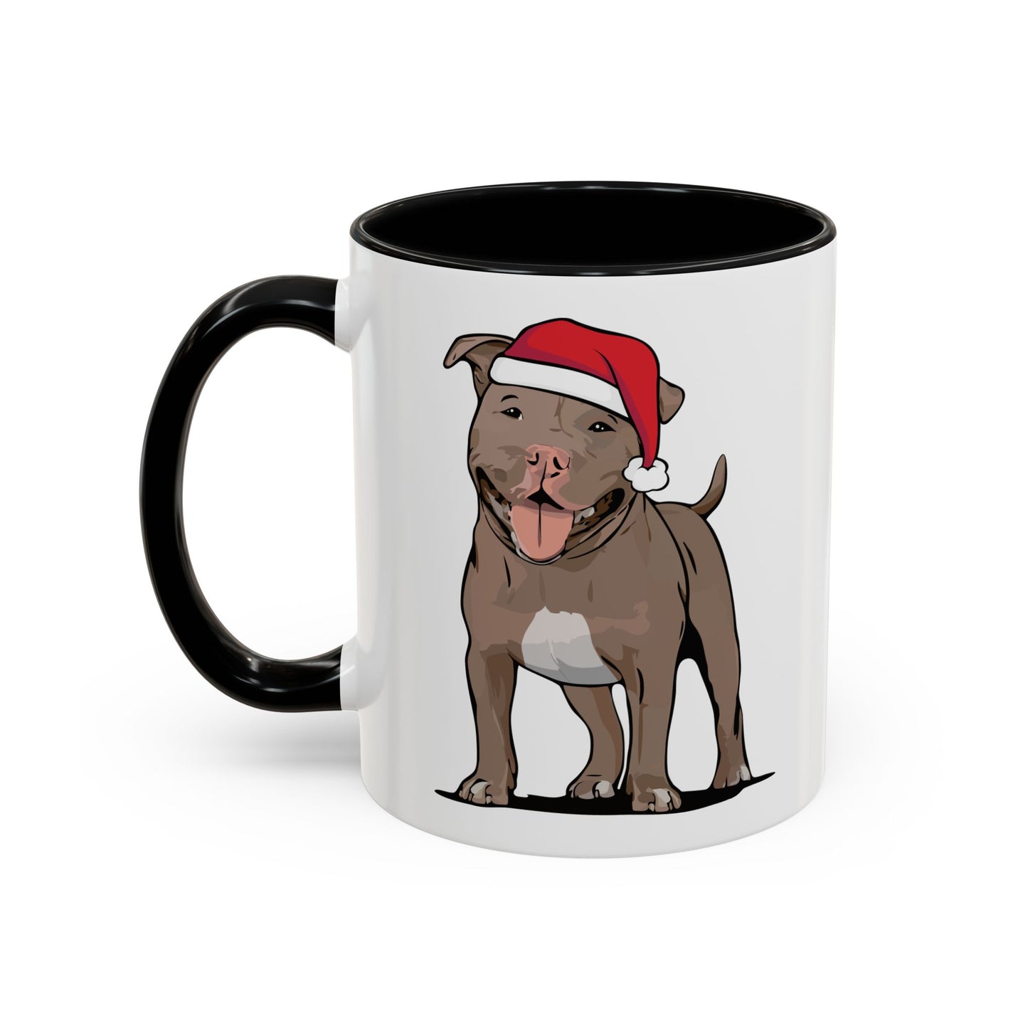 Christmas Pitbull Dog Coffee Mug, Santa Pit Bull Terrier Dogs Mugs, Xmas Holiday Gift for Pet Owner, Ceramic Tea Cup Drinkware