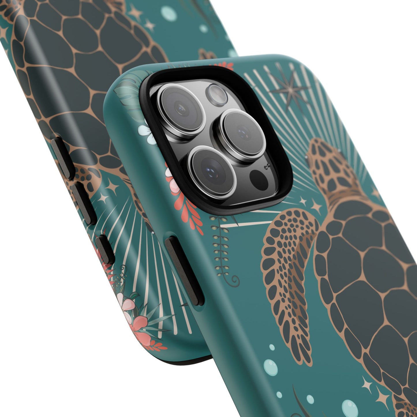 Sea Turtle Illustration Phone Case | Ocean Turtles Coral Floral Pattern Cell Phone Cases - Iphone, Google Pixel, Samsung - Matte Finish
