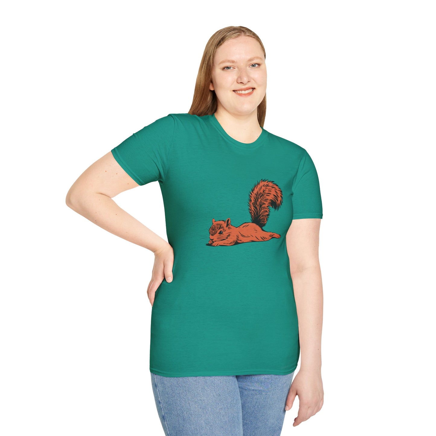 Just Chillin' Squirrel Splooting Soft T-shirt - Mens Womens Unisex Softstyle Tee