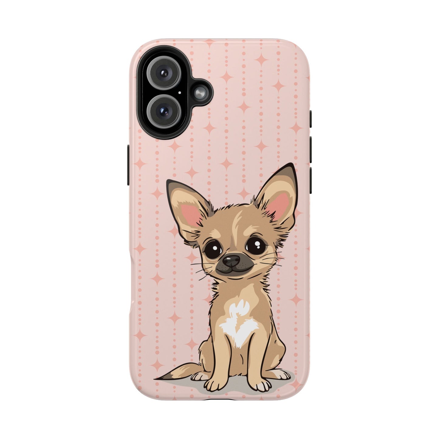 Tan Chihuahua Puppy Dog Phone Case, Tough Phone Cases Pet Dogs Retro Pink Pattern