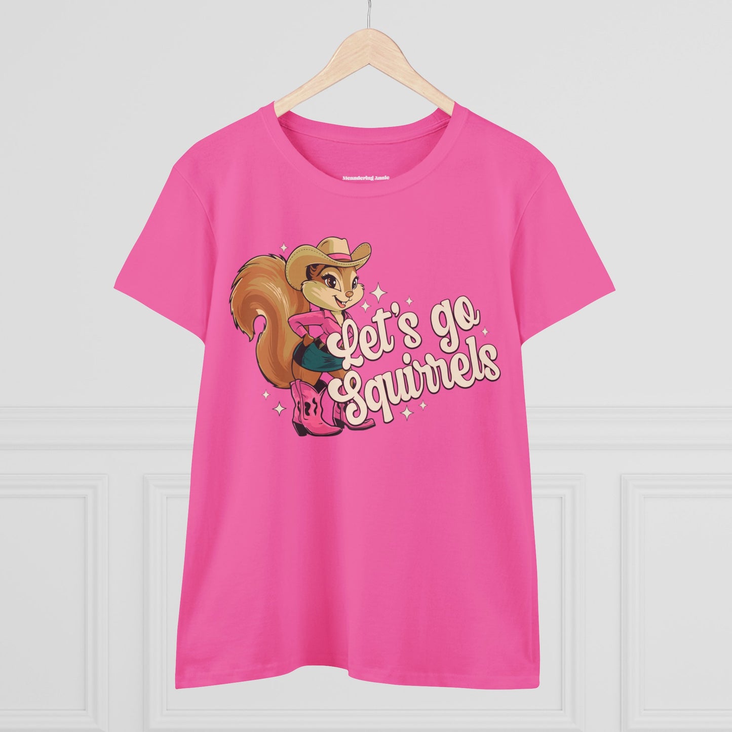 Let's Go Squirrels Ladies T-shirt - Women's Midweight Cotton Tee - Fun Squirrel Print