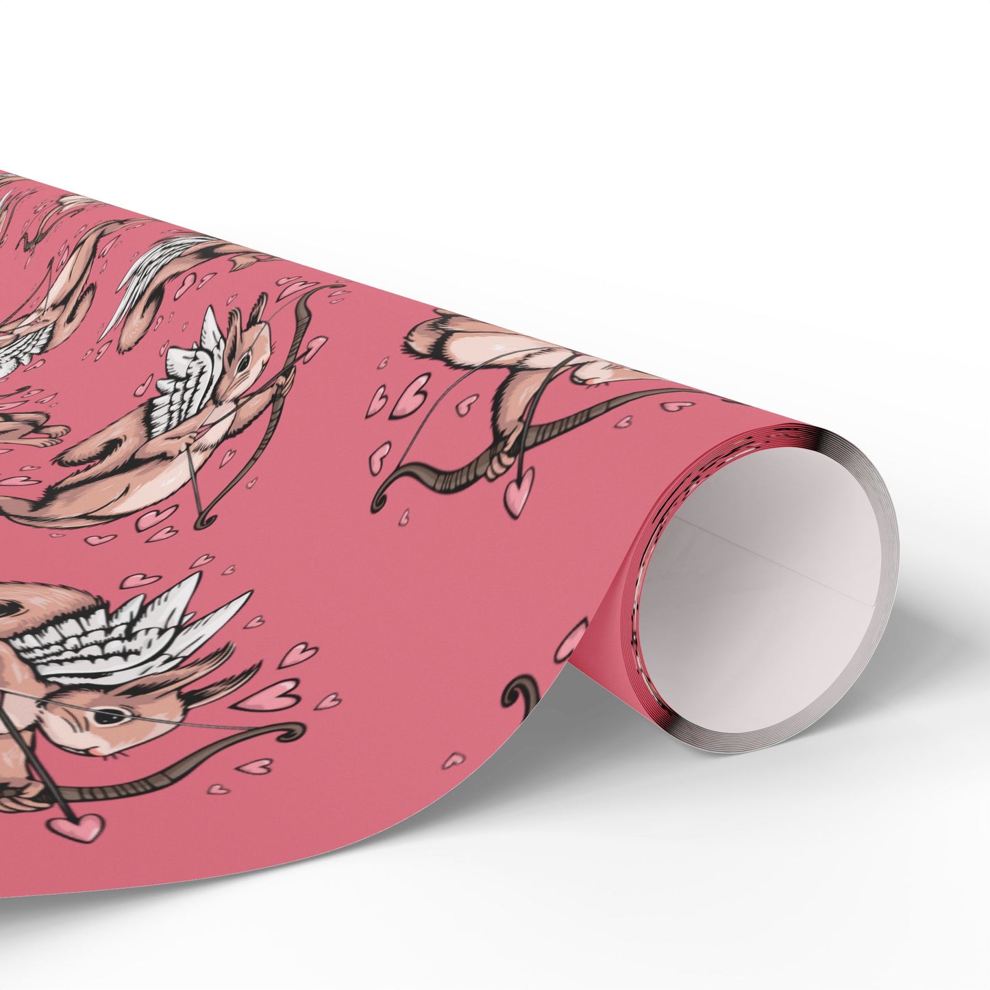 Cupid Squirrel Valentine's Day Gift Wrap Pink Cupid Squirrels Valentine Hearts Wrapping Paper Romantic Love Cupid Squirrels Gift