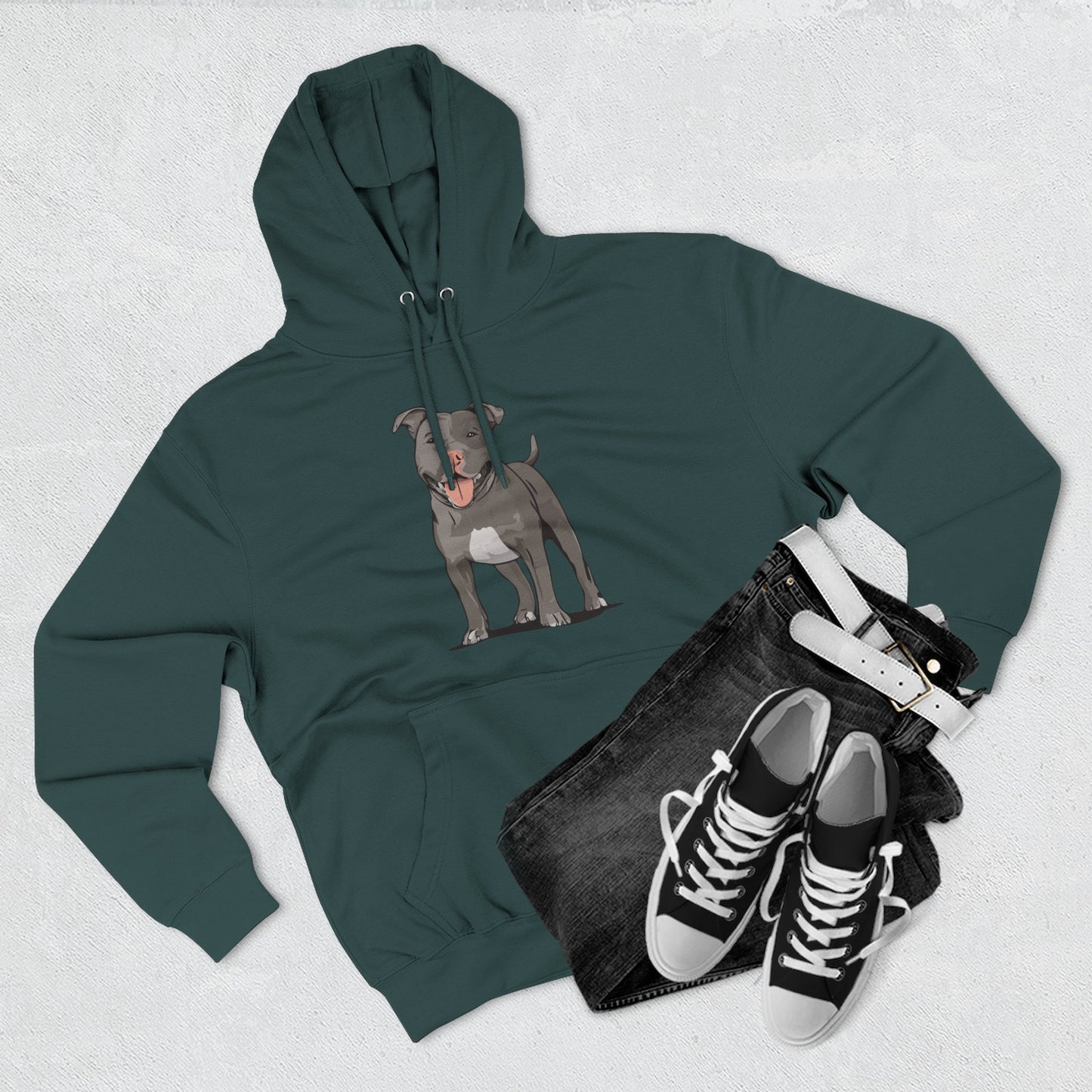 Gray Pitbull Dog Fleece Hoodie, Pit Bull Terrier Dogs Pullover Sweatshirt, Dog Owner Gift, Cozy Puppy Furbaby Hoodies
