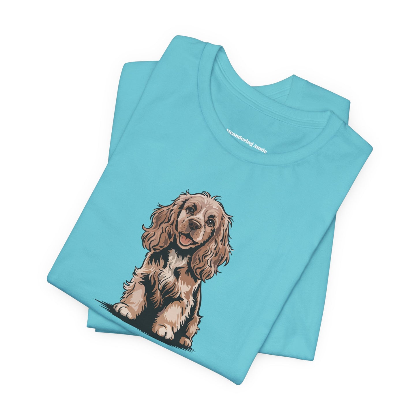 Cocker Spaniel Dog Illustration Tee | Cute Puppy Dogs Graphic T-Shirt, Cotton Pet Owner Shirts