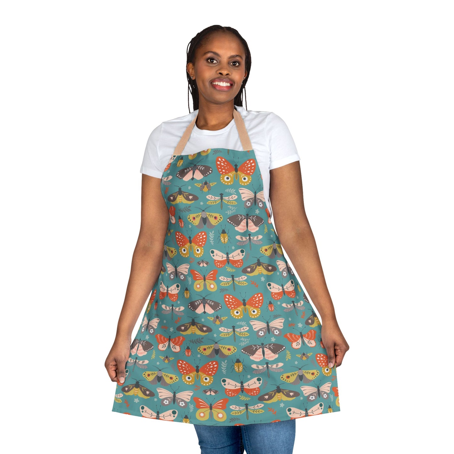 Flutter Frolic Moth, Butterfly, Dragonfly Insect Design Kitchen Apron with Cute Bugs and Critter Pattern