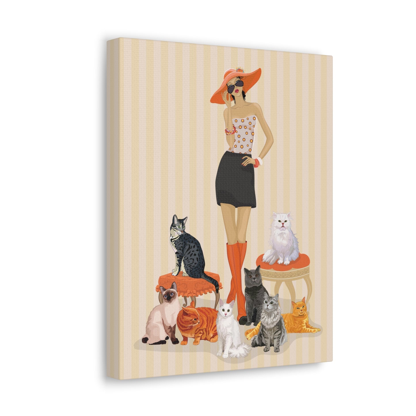 Childless Cat Lady Canvas Gallery Wrap Art Print - Crazy Cat Ladies Cat Mom Wall Art Home Decor