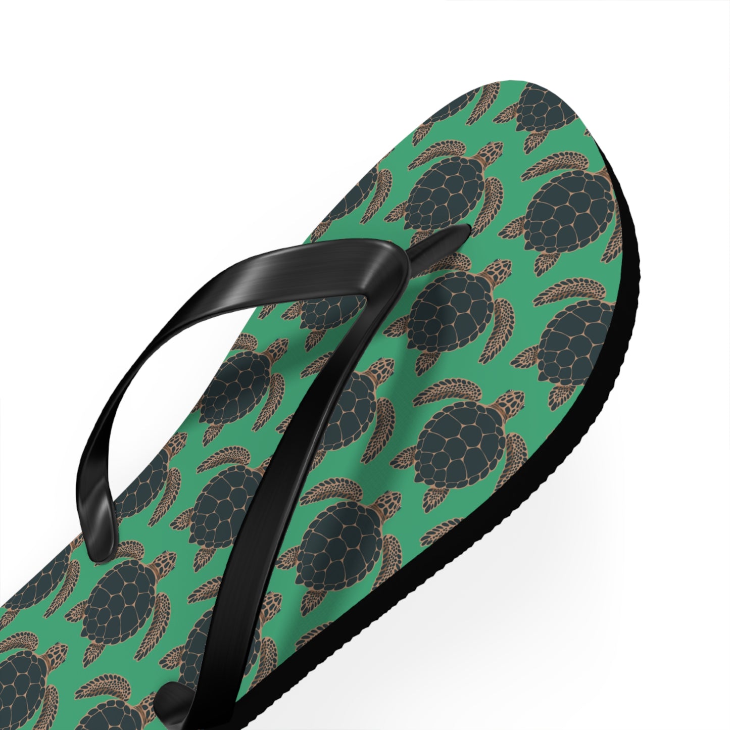 Sea Turtle Pattern Flip Flops | Tropical Green Turtles Beach Sandals, Summer Vacation Pool Attire Ocean Wildlife Nature Pattern