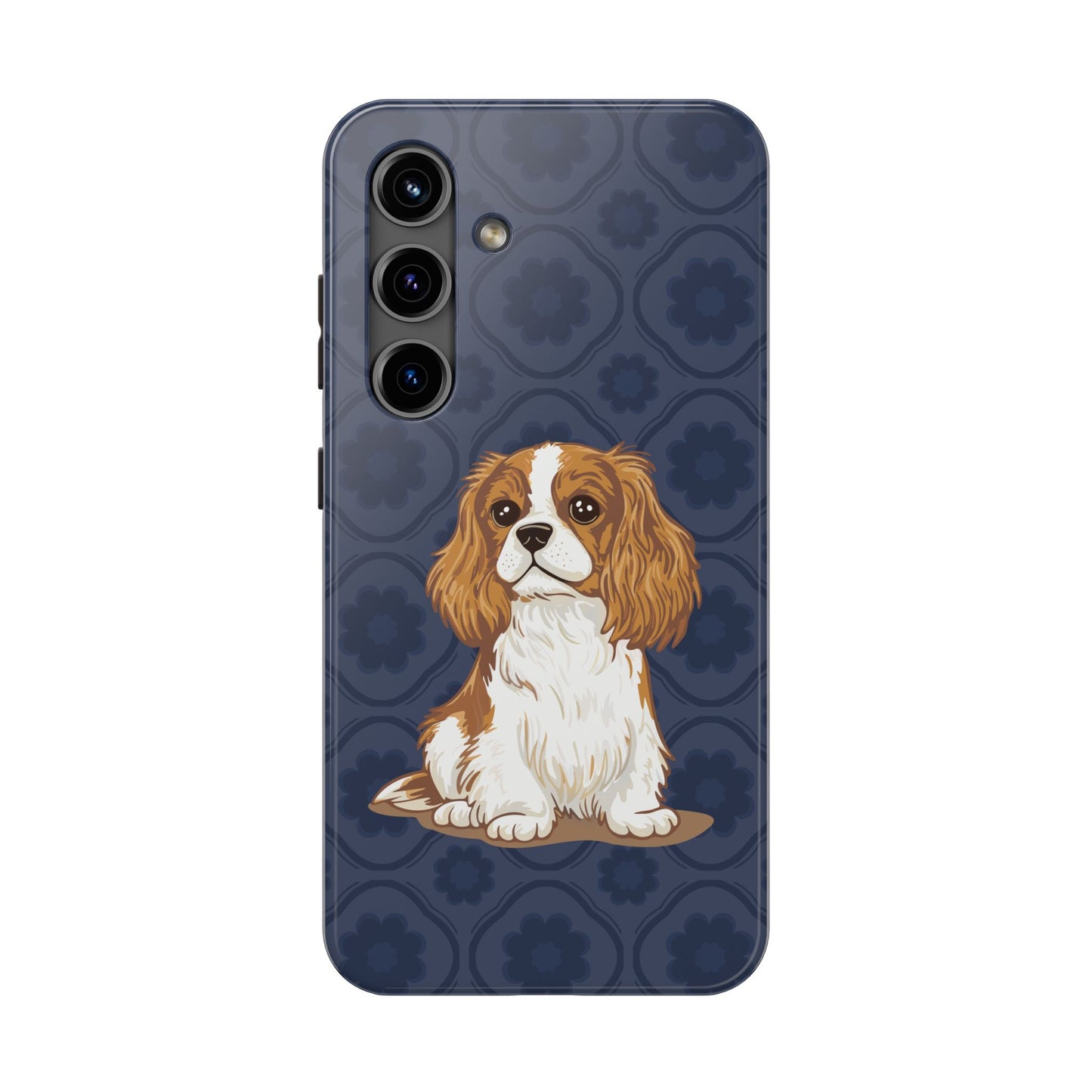 Cavalier King Charles Spaniel Dog Phone Case, Tough Phone Cases Pet Dogs Blue Pattern