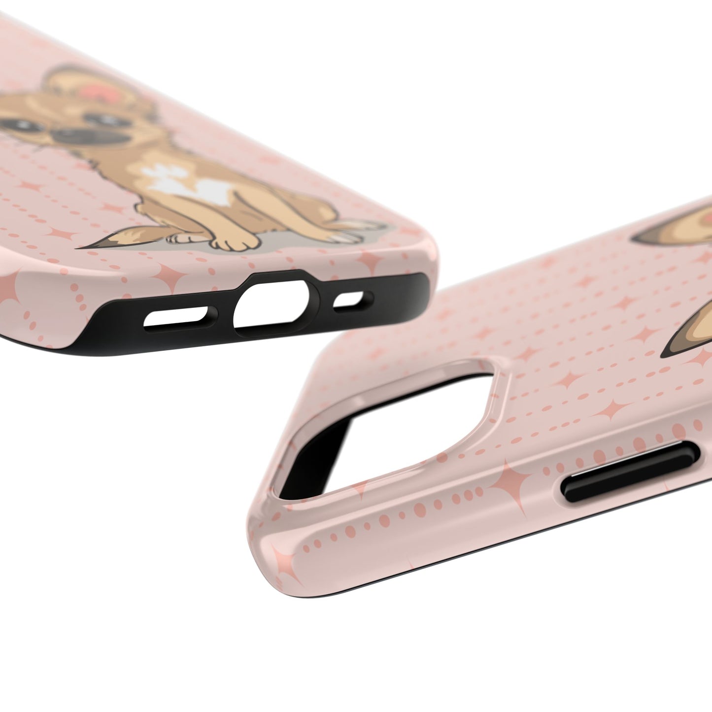 Tan Chihuahua Puppy Dog Phone Case, Tough Phone Cases Pet Dogs Retro Pink Pattern