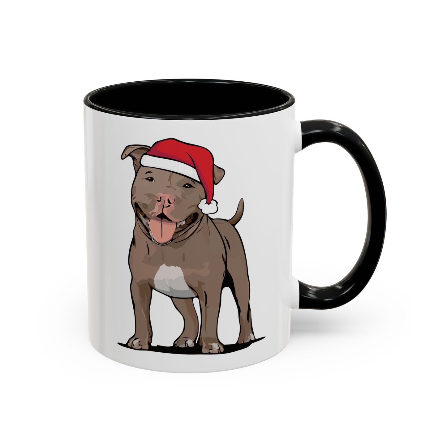 Christmas Pitbull Dog Coffee Mug, Santa Pit Bull Terrier Dogs Mugs, Xmas Holiday Gift for Pet Owner, Ceramic Tea Cup Drinkware