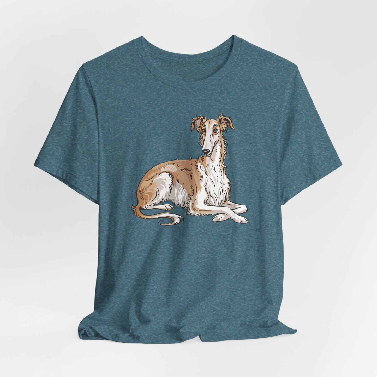 Borzoi Dog Tee | Russuan Hunting Sighthound Dogs Illustration T-Shirt, Cotton Pet Owner Apparel Unisex Shirts