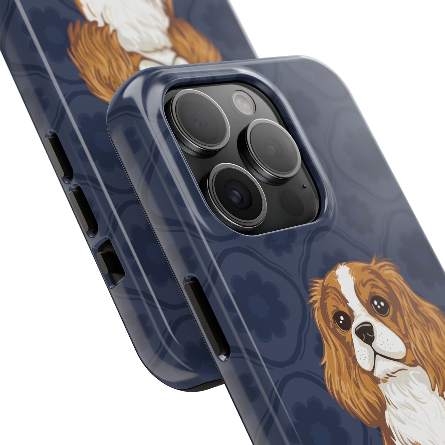 Cavalier King Charles Spaniel Dog Phone Case, Tough Phone Cases Pet Dogs Blue Pattern