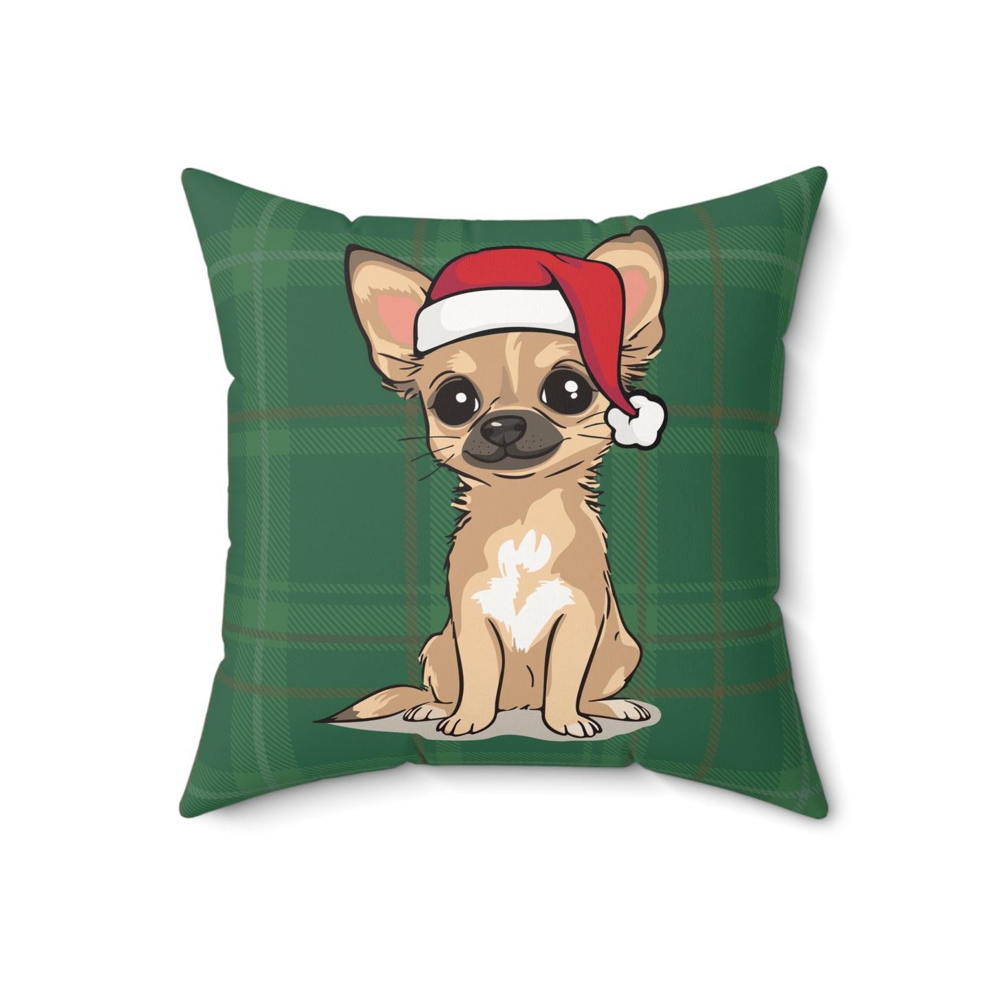 Christmas Dogs Throw Pillow, Chihuahua Dog Holiday Home Decor, Faux Suede Plaid Cushion Pillows, Xmas Decorations