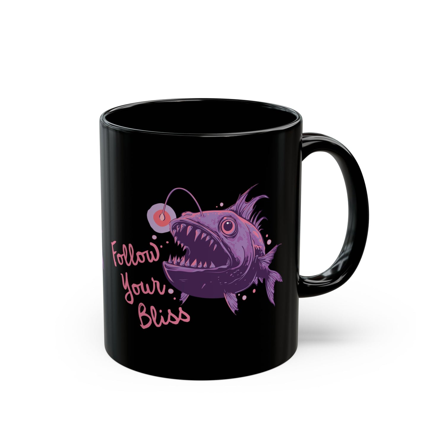 Follow Your Bliss Deep Sea Anglerfish Ceramic Coffee Mug Self Care Funny Angler Fish Glow Lure Inspirational Mugs
