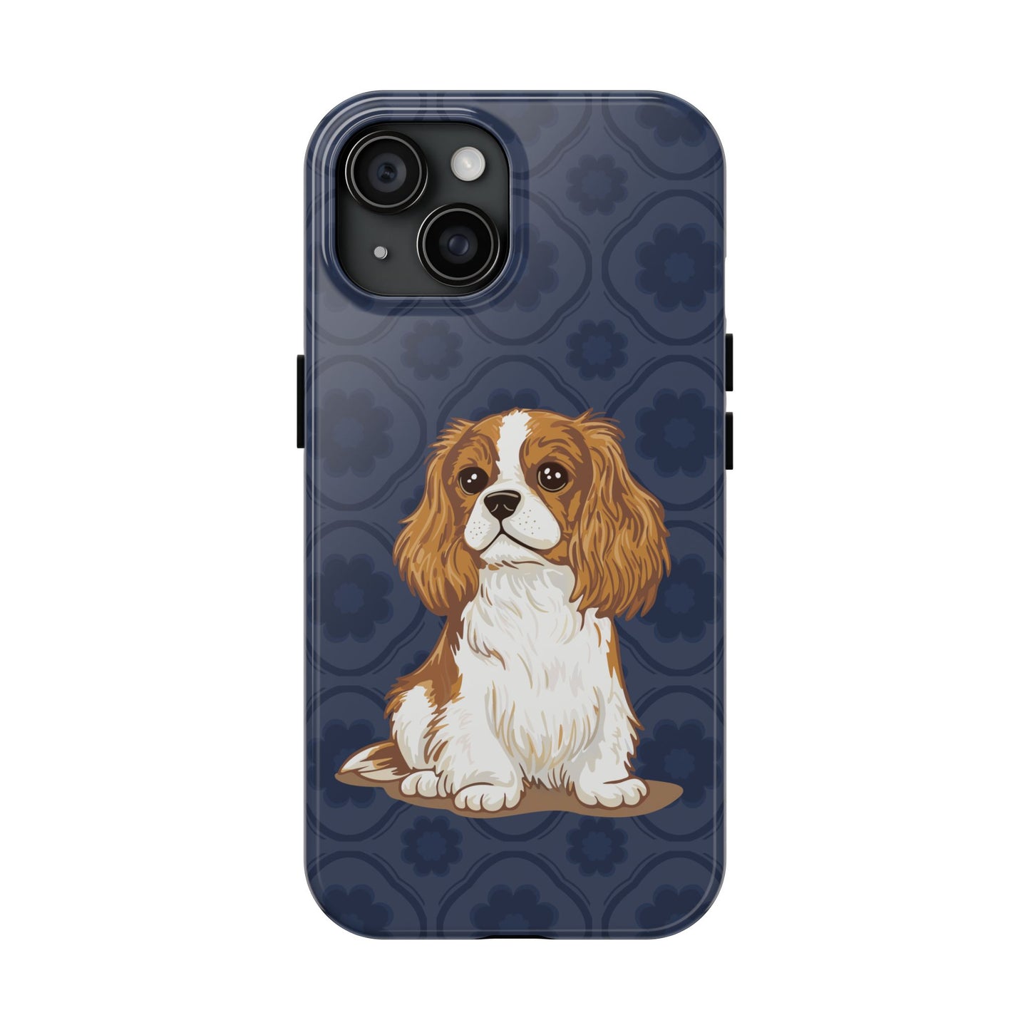Cavalier King Charles Spaniel Dog Phone Case, Tough Phone Cases Pet Dogs Blue Pattern