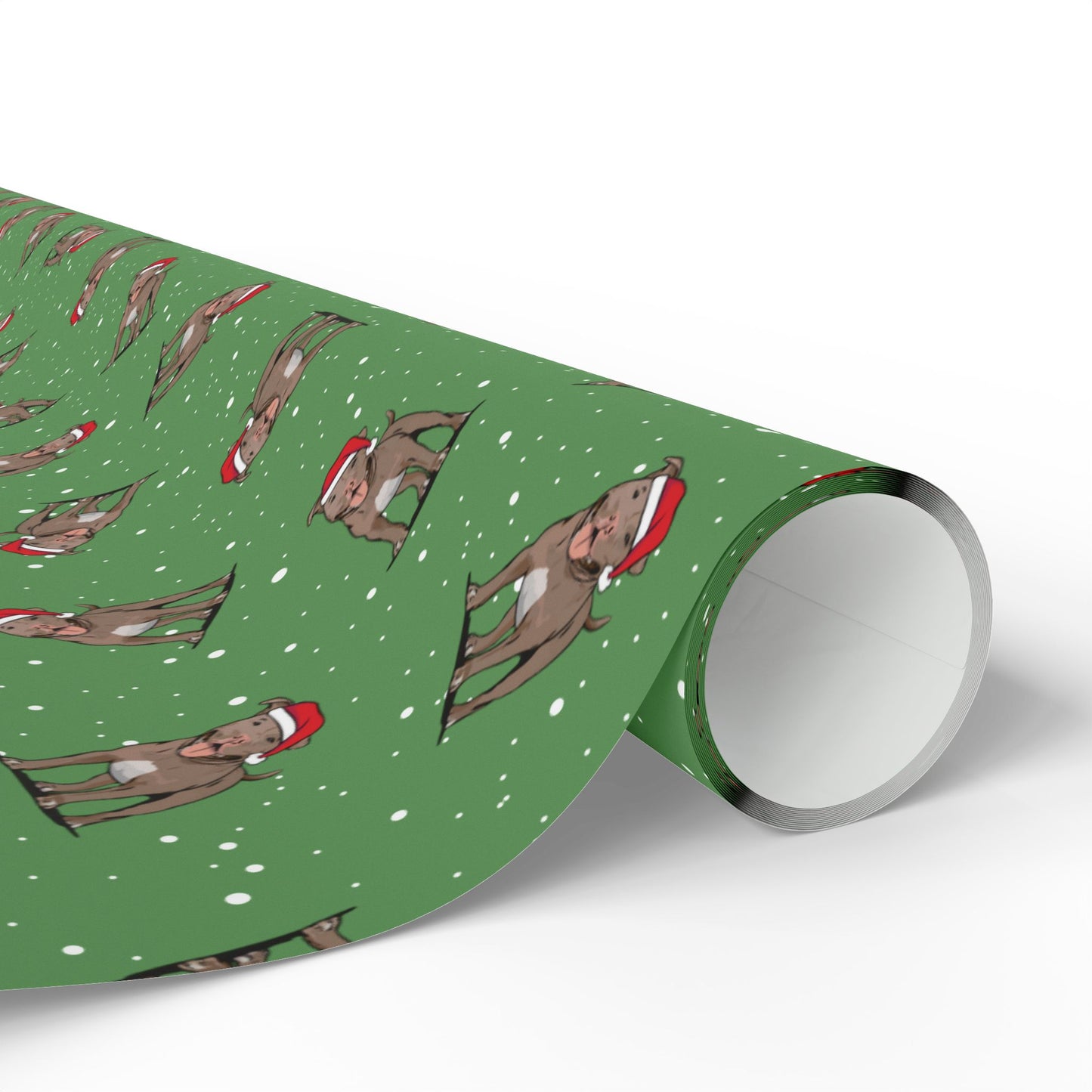 Christmas Pitbull Wrapping Paper - Holiday Gift Wrap Papers, Pit Bull Terrier Dog Owner Gifting Supplies, Santa Pittie Dogs Green Pattern
