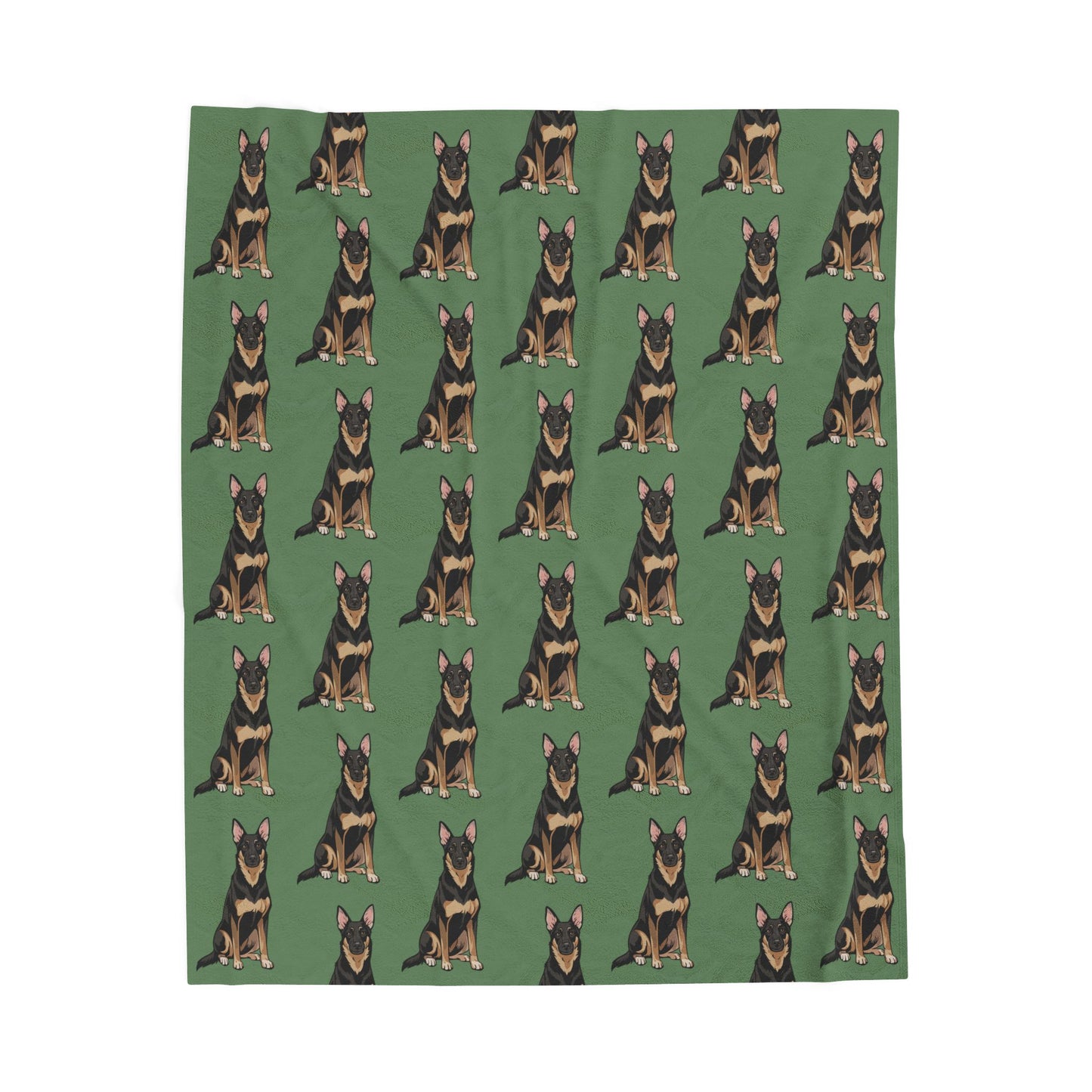 Buddy German Shepherd Dogs Plush Blanket: Green Velveteen Throw, Dog Lover Gift, Warm Fleece Blankets Bedding, Home Decor