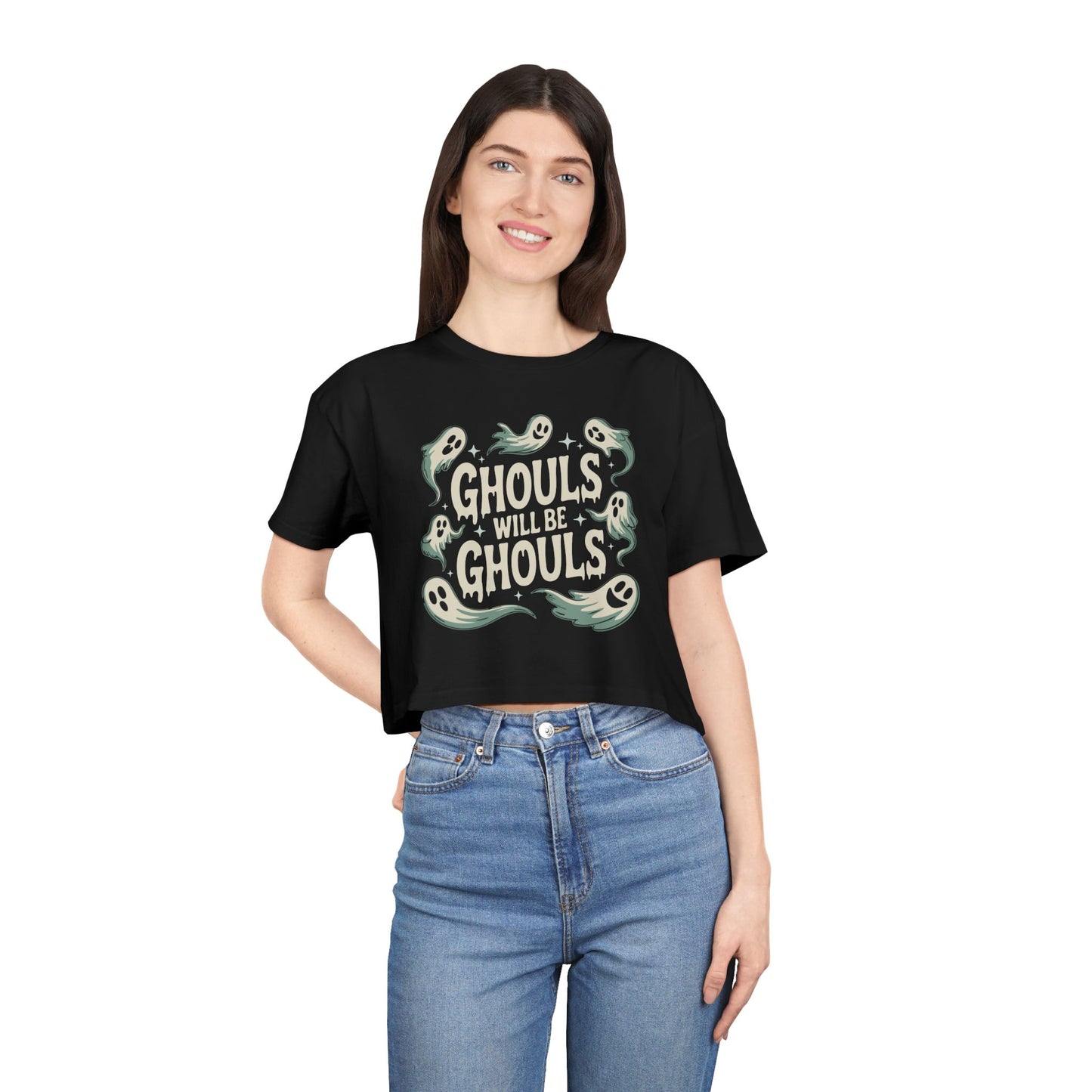 Ghouls Will Be Ghouls Women's Crop Top, Halloween Cropped Tee, Ghost Halloween T-Shirt, Gothic Fall Outfit, Spooky Shirts