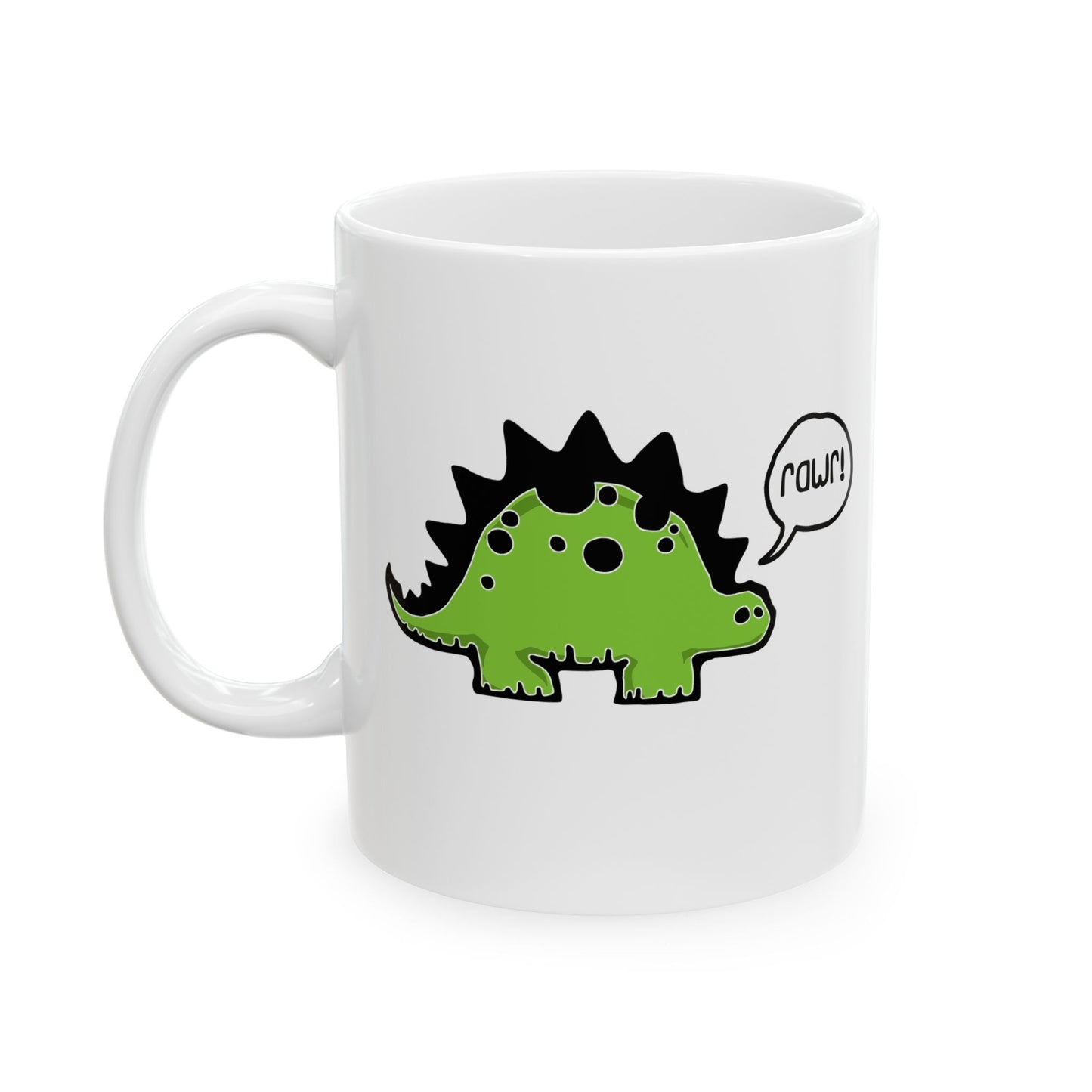 Rawr! Dino Stegosaurus Dinosaur Ceramic Coffee Tea Mug 11oz - Coffee Cup with Dinosaur Design