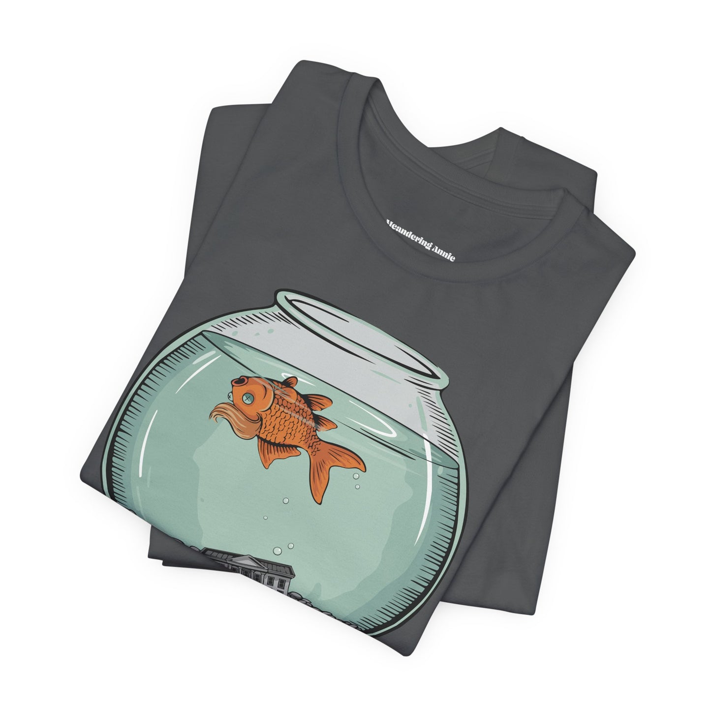 Dead Goldfish In A Fishbowl T-shirt, Funny Politics Tee, Leftist Liberal Political Humor Shirts, Orange Fish Floating in Tank Unisex Top