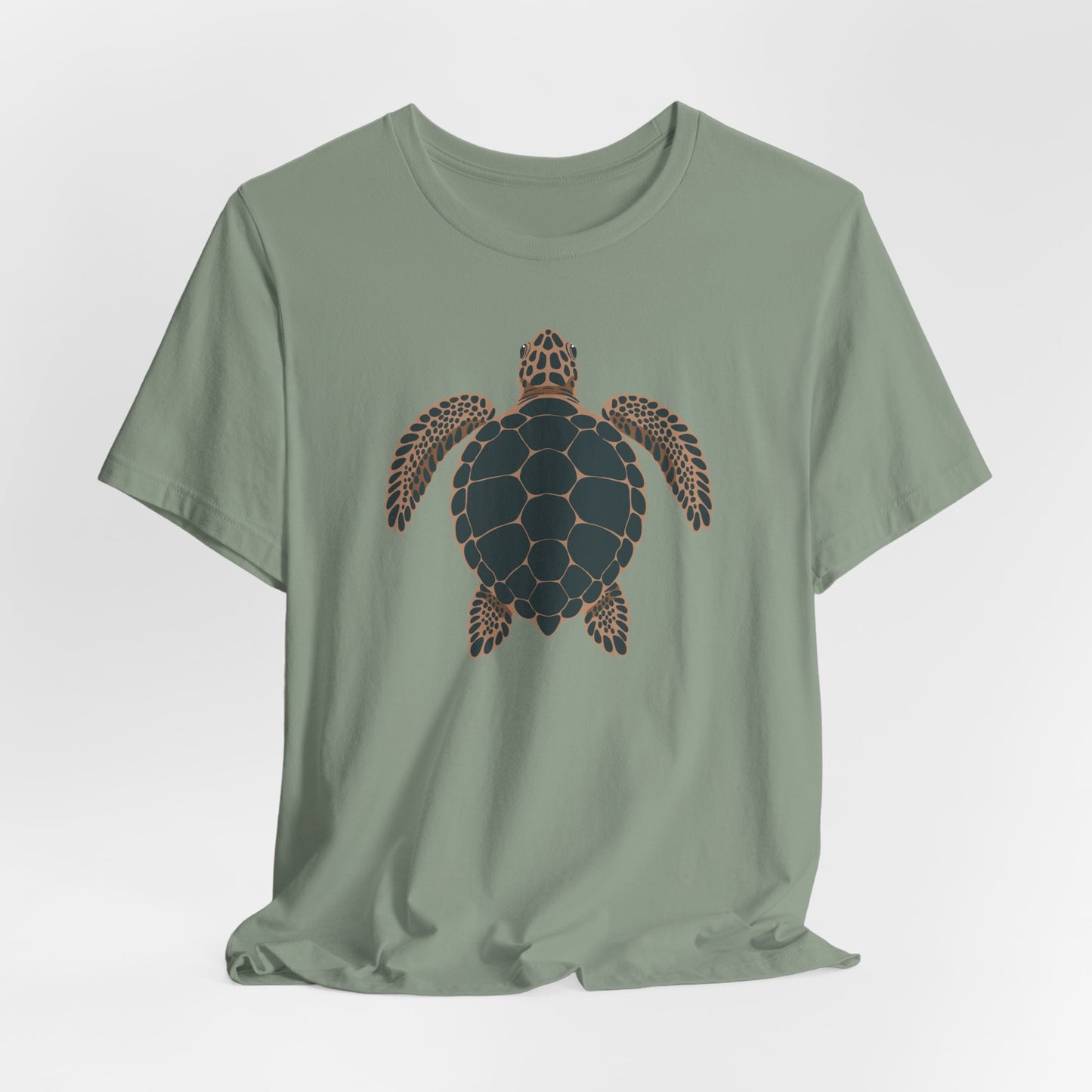 Sea Turtle Illustration Tee | Tropical Coastal Ocean Life, Turtles Design Beach T-Shirt, Cotton Unisex Marine Animals Tees