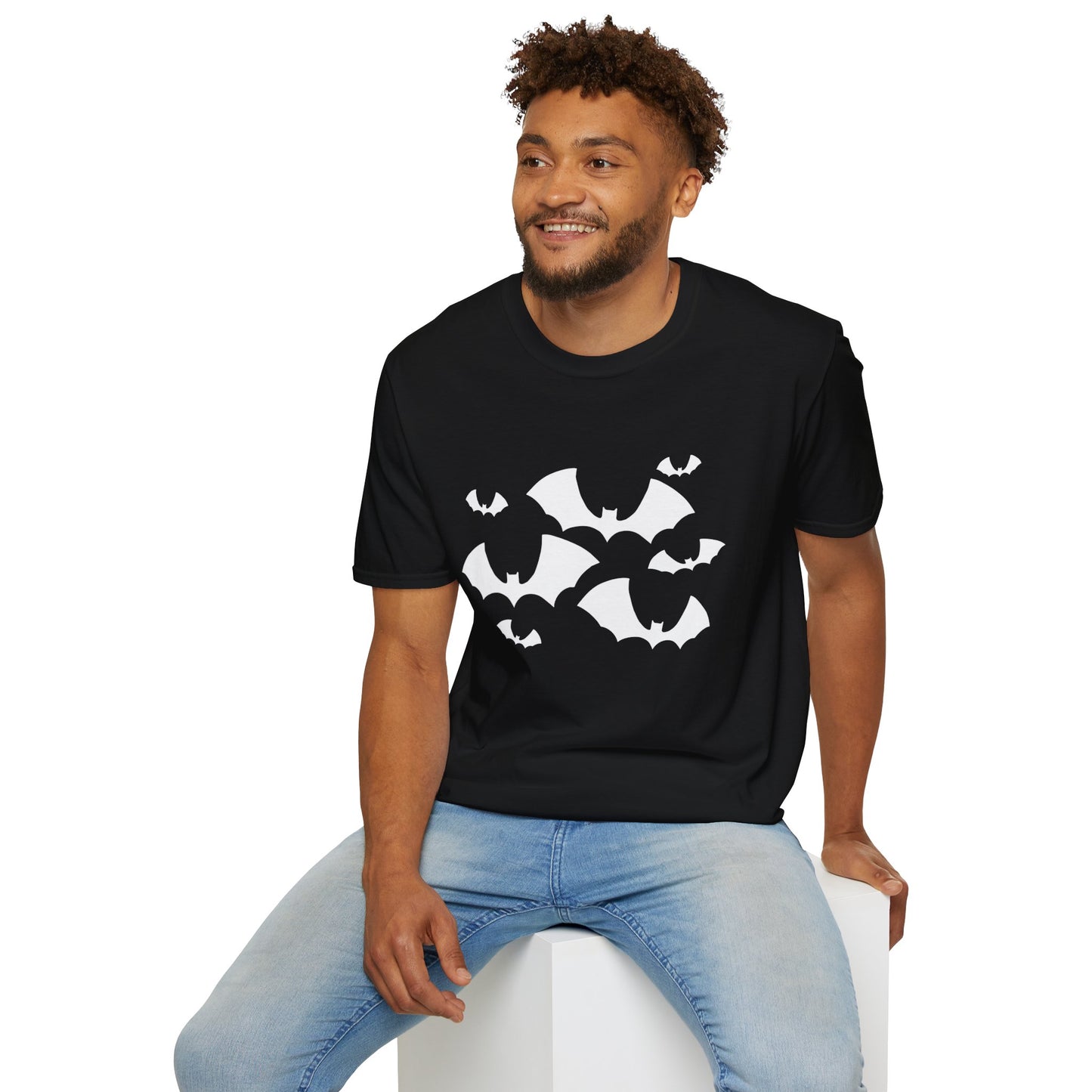 Bats Spooky Halloween Soft T-shirt Unisex Softstyle Tee Mens Womens Gothic Witchy Shirts