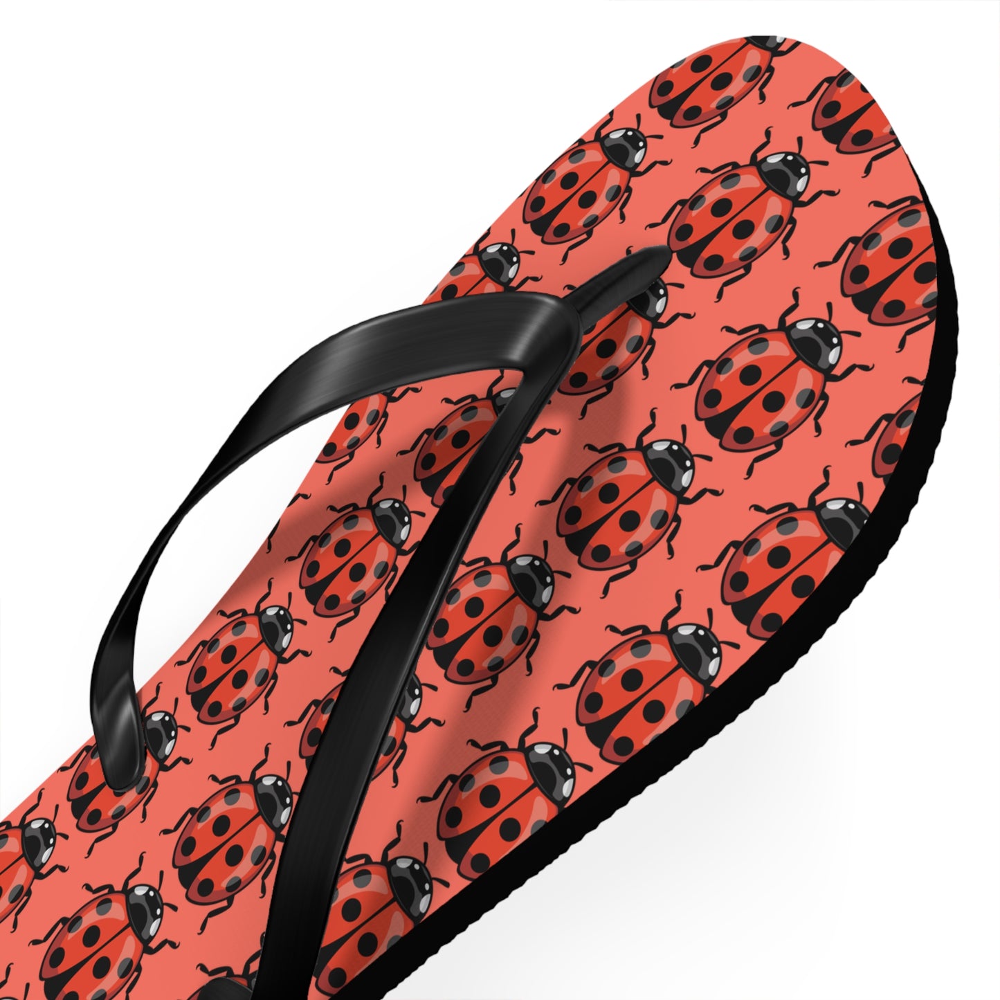 Ladybug Pattern Flip Flops | Red Insect Bug Print Summer Sandals, Ladybugs Beach Pool Footwear