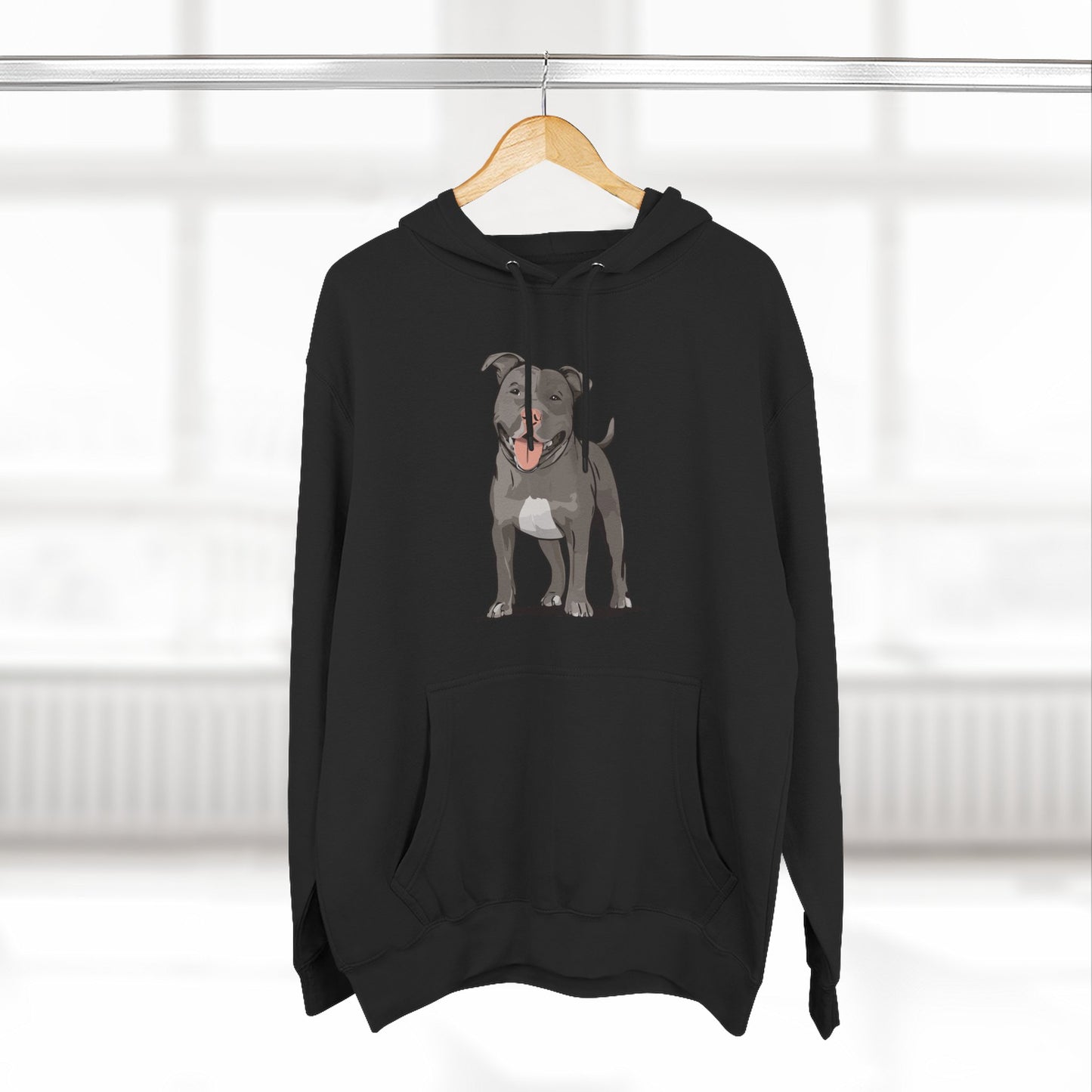 Gray Pitbull Dog Fleece Hoodie, Pit Bull Terrier Dogs Pullover Sweatshirt, Dog Owner Gift, Cozy Puppy Furbaby Hoodies