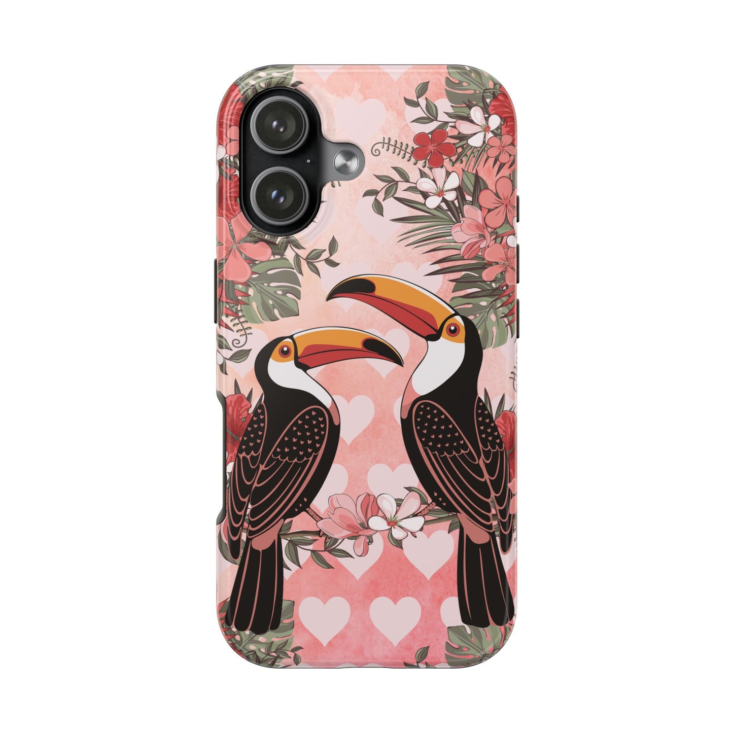 Toucan Tropical Love Birds Phone Case | Tropic Toucans Floral Hearts Art Cell Phone Cases