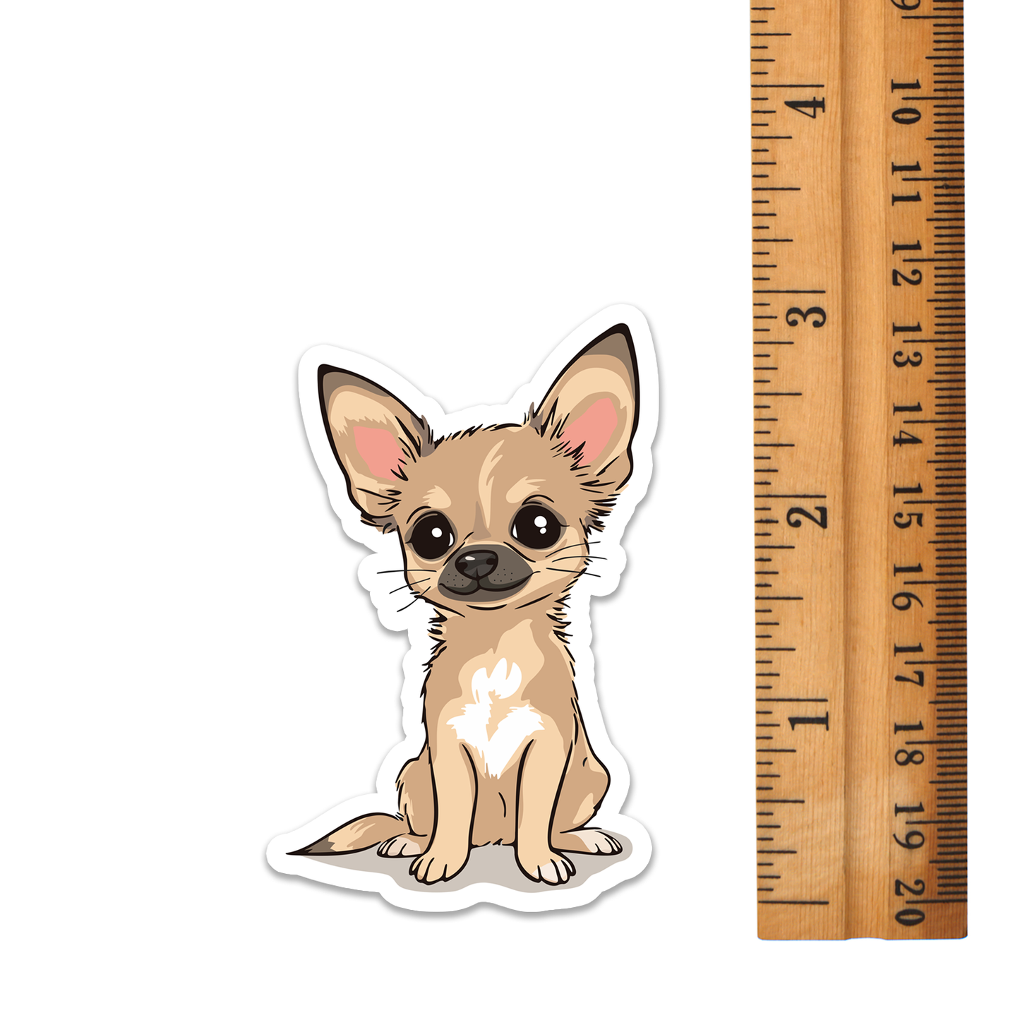 3" Twila Chihuahua Puppy Dog Sticker - Waterproof, Fade-Resistant Decal Stickers Tan Short Coat Chihuahuas Dogs