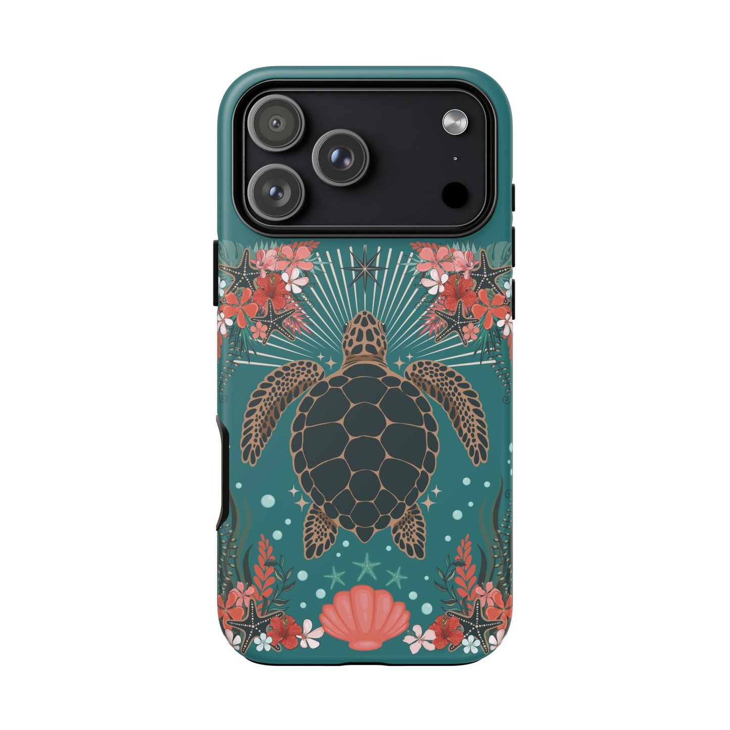Sea Turtle Illustration Phone Case | Ocean Turtles Coral Floral Pattern Cell Phone Cases - Iphone, Google Pixel, Samsung - Matte Finish