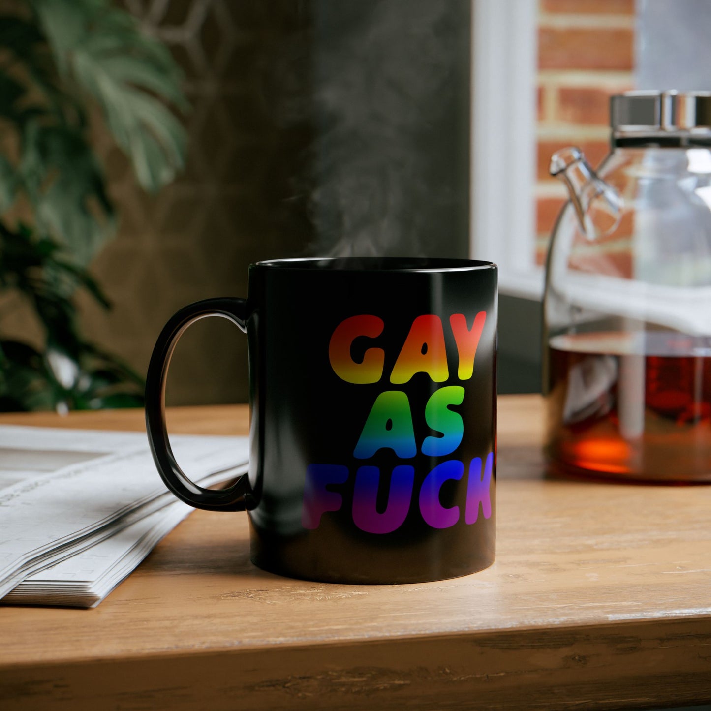 Gay As Fuck Coffee Mug 11oz - LGBTQIA+ Gay Lesbian Pride Month Black Ceramic Mugs, Funny Queer Gay Gifts