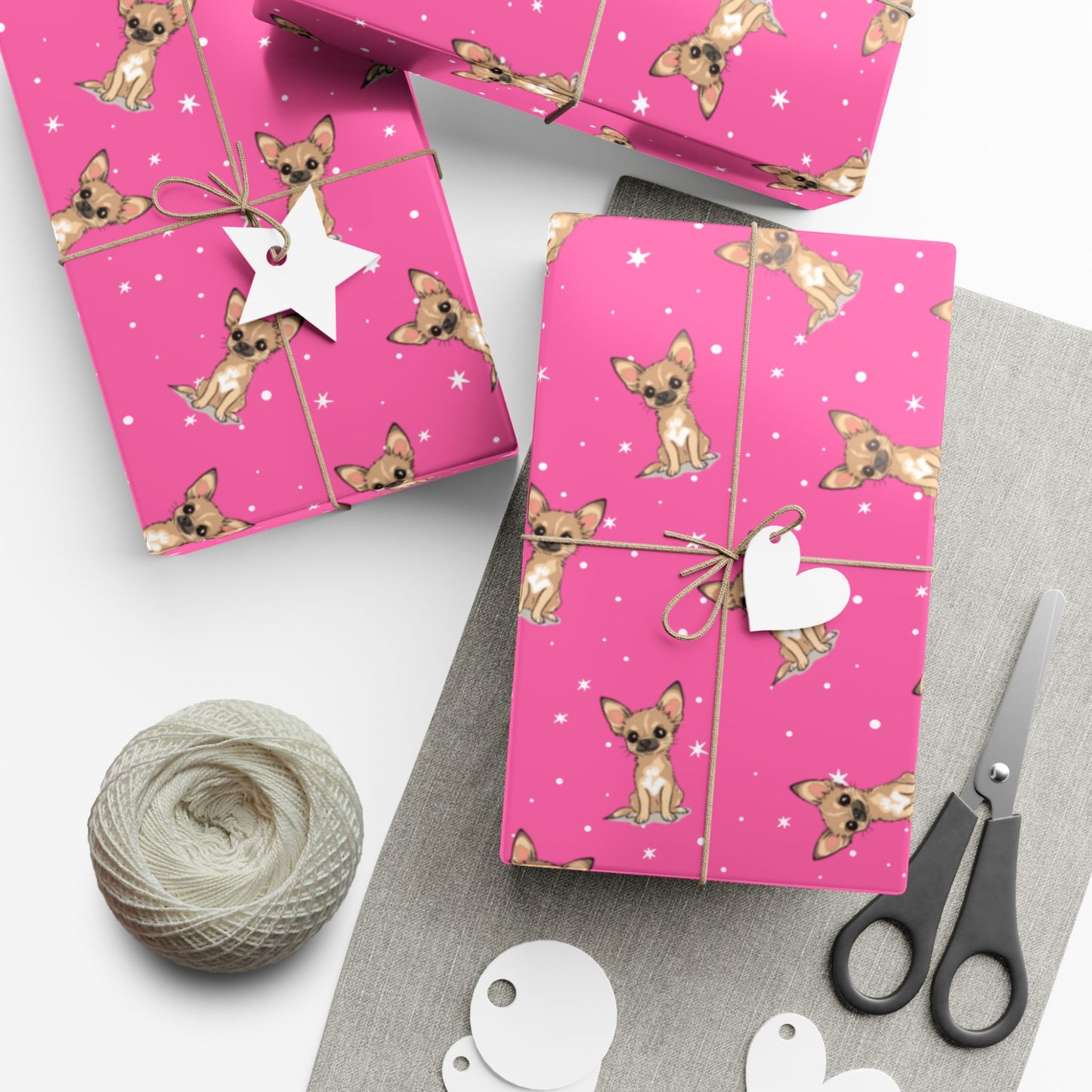 Chihuahua Dog Wrapping Paper, Puppy Dogs Print, Fun Hot Pink Gift Wrap, Cute Chihuahuas Puppies, Birthday Anniversary Holiday