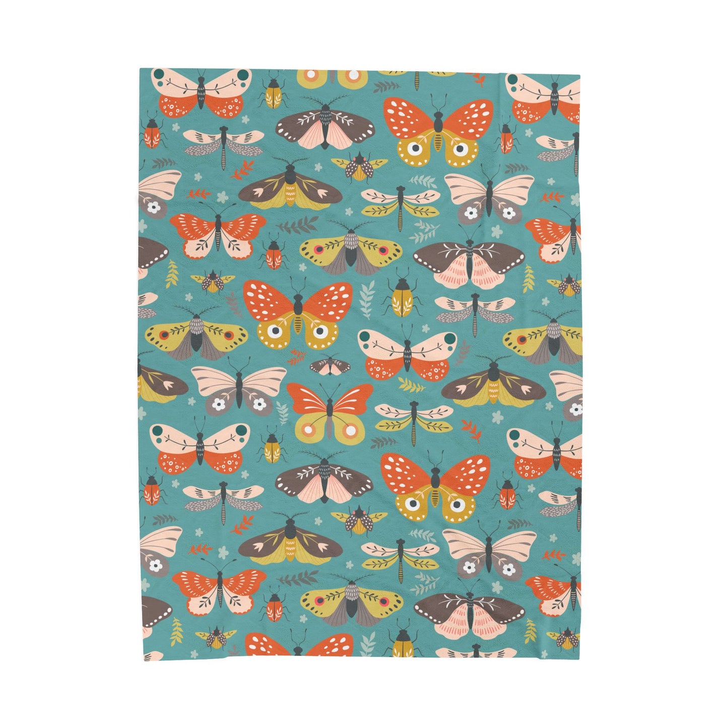 Flutter Frolic Moth, Butterfly, Dragonfly, Bugs Velveteen Plush Blanket, Thow Blankets Bedding Home Bedroom Decor