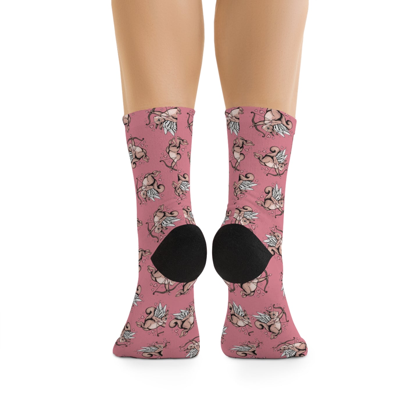 Cupid Squirrel Valentine's Day Socks, Pink Love Heart Valentine Cupid Arrow Squirrels Socks Cute Romantic Gifts - One Size