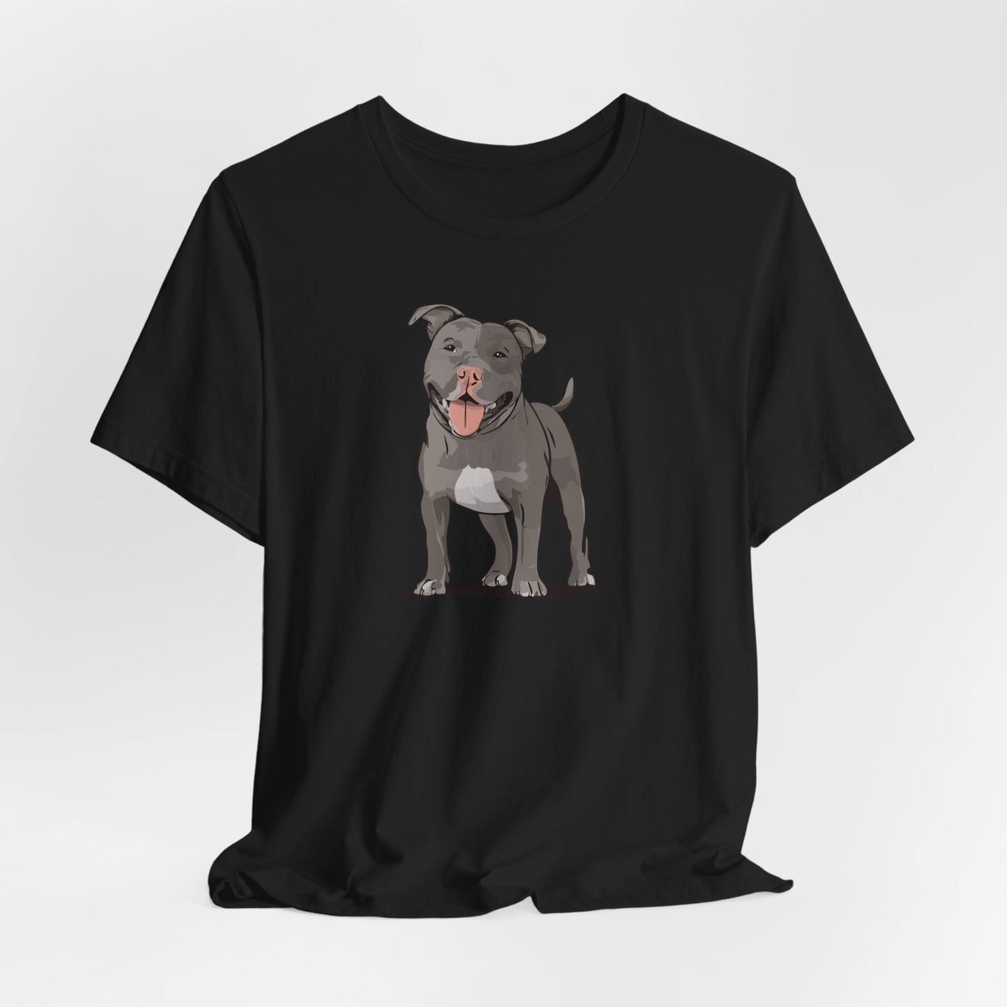 Gray Pitbull Dog T-shirt: Pit Bull Puppy Dogs Unisex Short Sleeve Tee, Pet Owner Gift, Dog Mom Dad Shirt