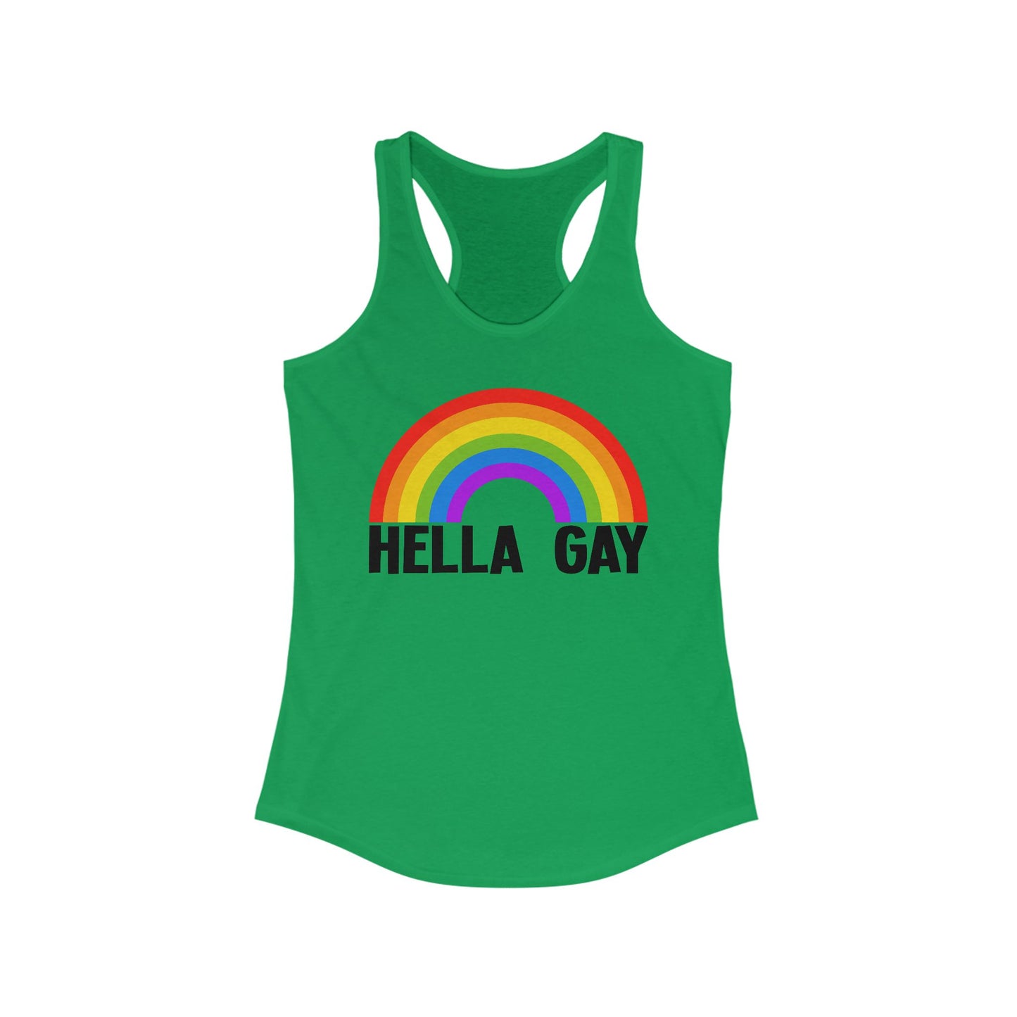 Hella Gay Tank Top, Pride Rainbow Tank - LGBTQIA+ Festival Parade, Lesbian Queer Summer Wear, Sleeveless Racerback Tank Tops