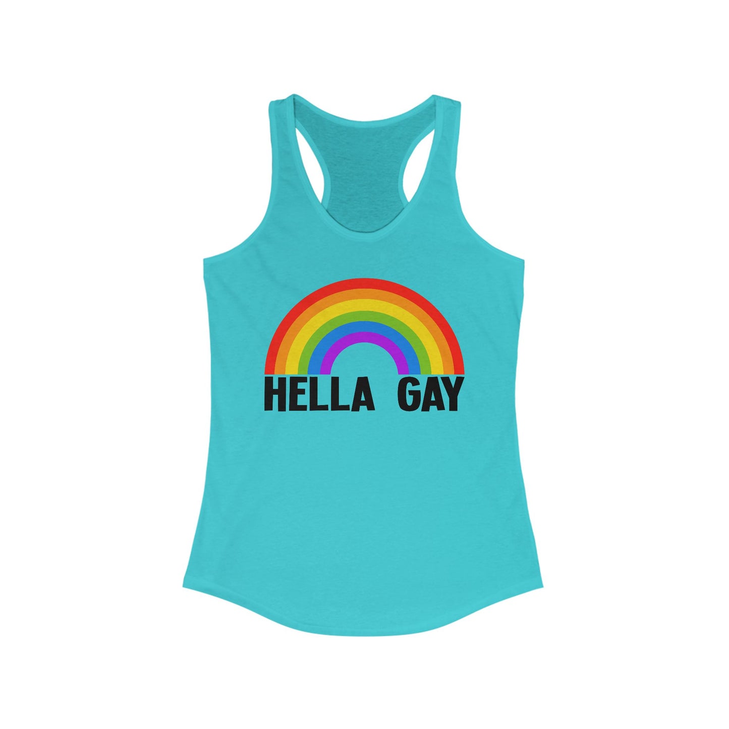 Hella Gay Tank Top, Pride Rainbow Tank - LGBTQIA+ Festival Parade, Lesbian Queer Summer Wear, Sleeveless Racerback Tank Tops