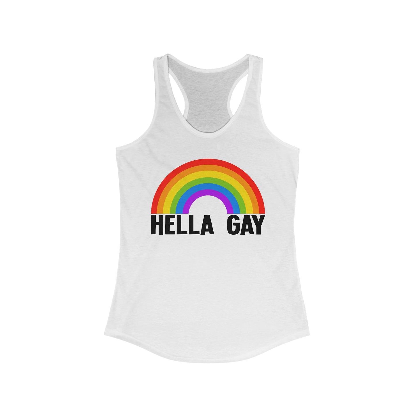 Hella Gay Tank Top, Pride Rainbow Tank - LGBTQIA+ Festival Parade, Lesbian Queer Summer Wear, Sleeveless Racerback Tank Tops