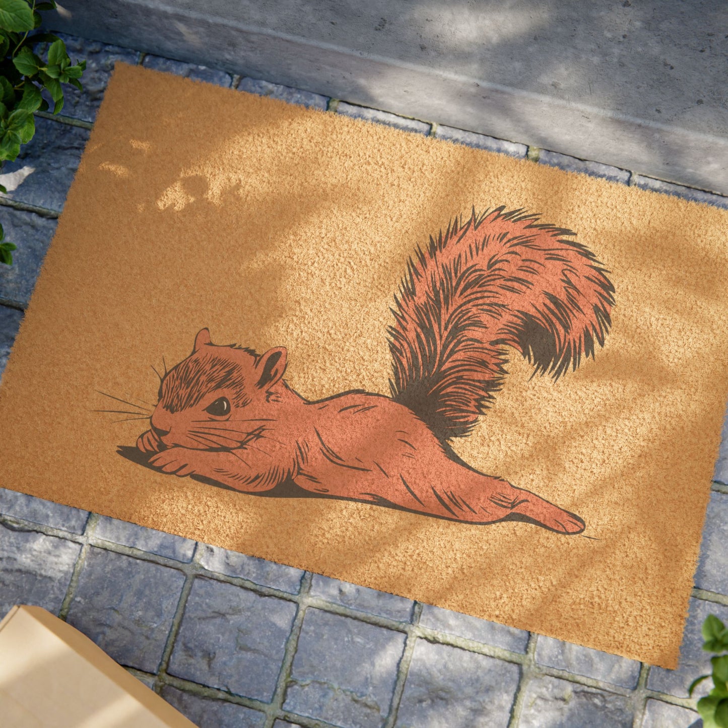 Just Chillin' Squirrel Splooting Welcome Mat Doormat - Sploot Squirrel Outdoor Coconut Fiber Rug