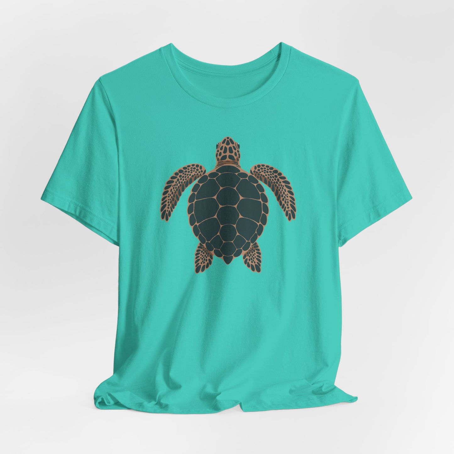 Sea Turtle Illustration Tee | Tropical Coastal Ocean Life, Turtles Design Beach T-Shirt, Cotton Unisex Marine Animals Tees