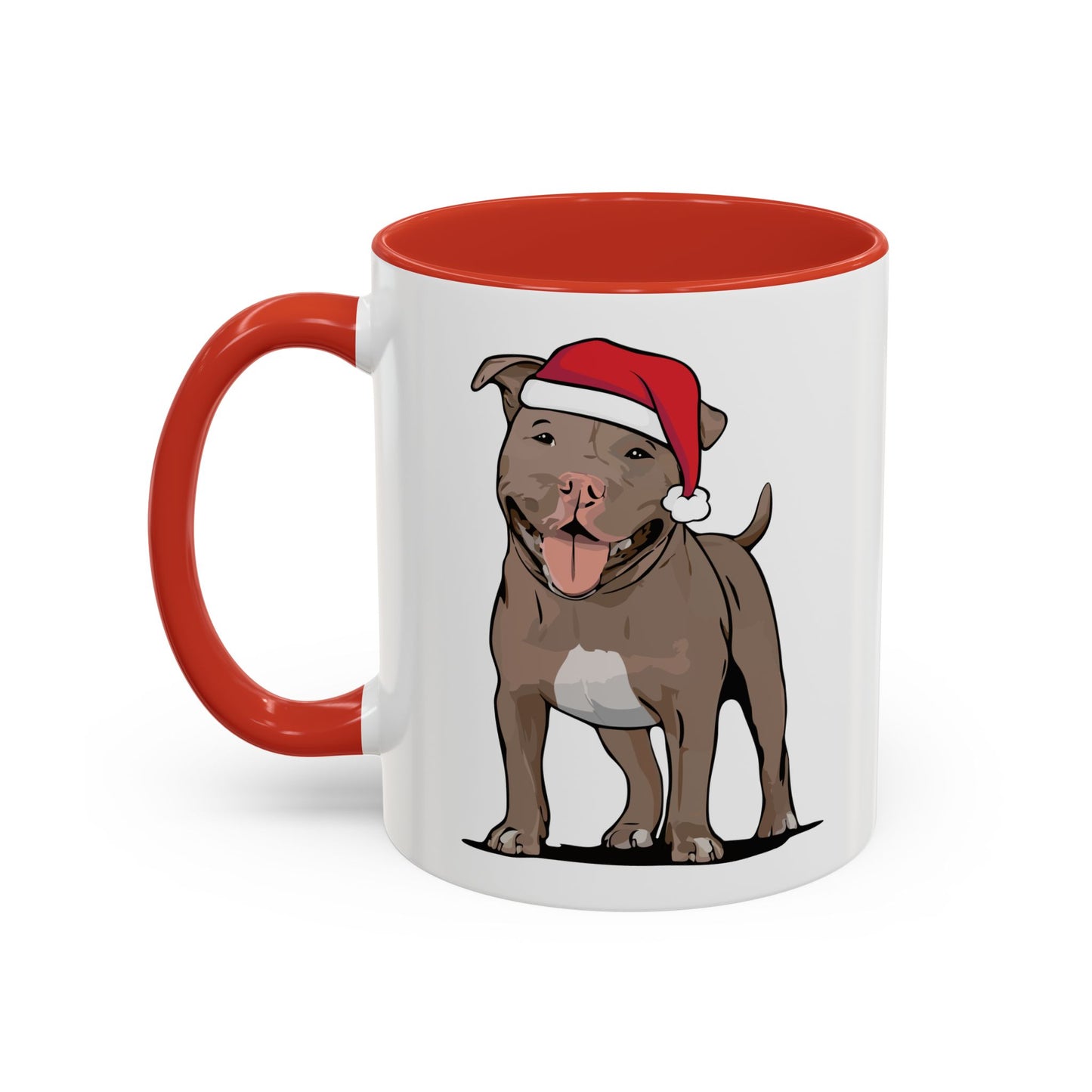 Christmas Pitbull Dog Coffee Mug, Santa Pit Bull Terrier Dogs Mugs, Xmas Holiday Gift for Pet Owner, Ceramic Tea Cup Drinkware