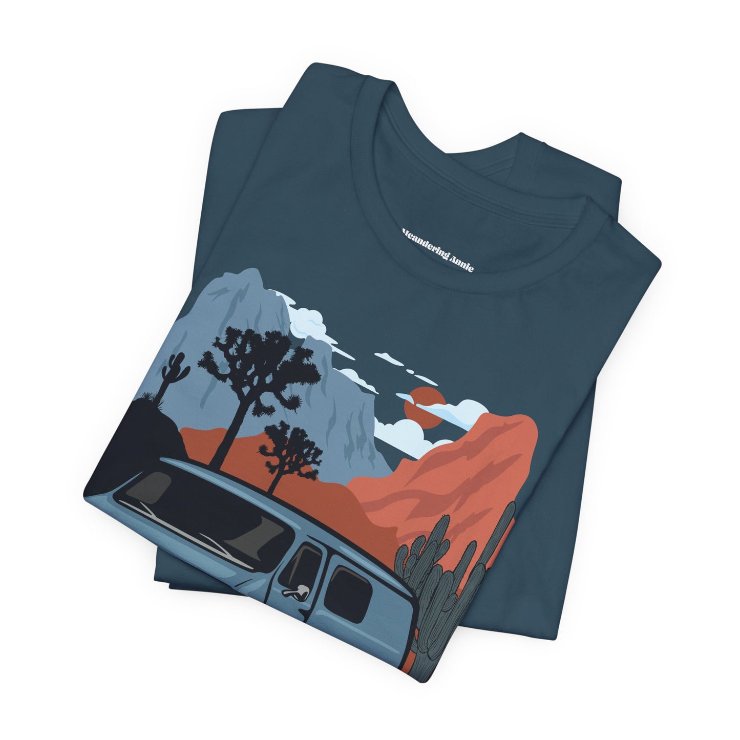 Retro Camper Van T-Shirt | Desert Landscape, Vanlife Cactus Joshua Tree Road Trip Graphic Tee