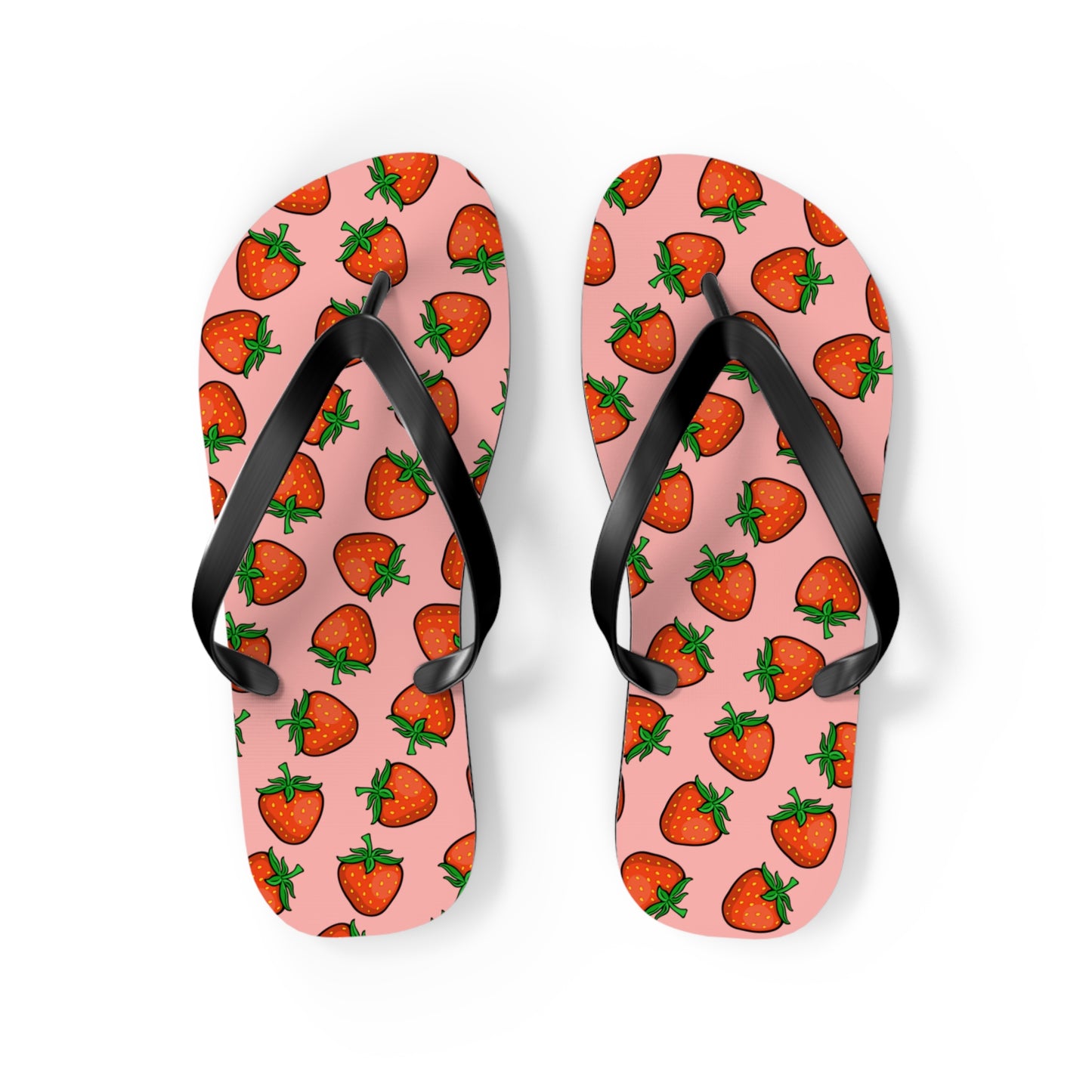 Strawberry Pattern Flip Flops | Pink Strawberries Fruit Summer Beach Sandals, Women's Beach Pool Footwear